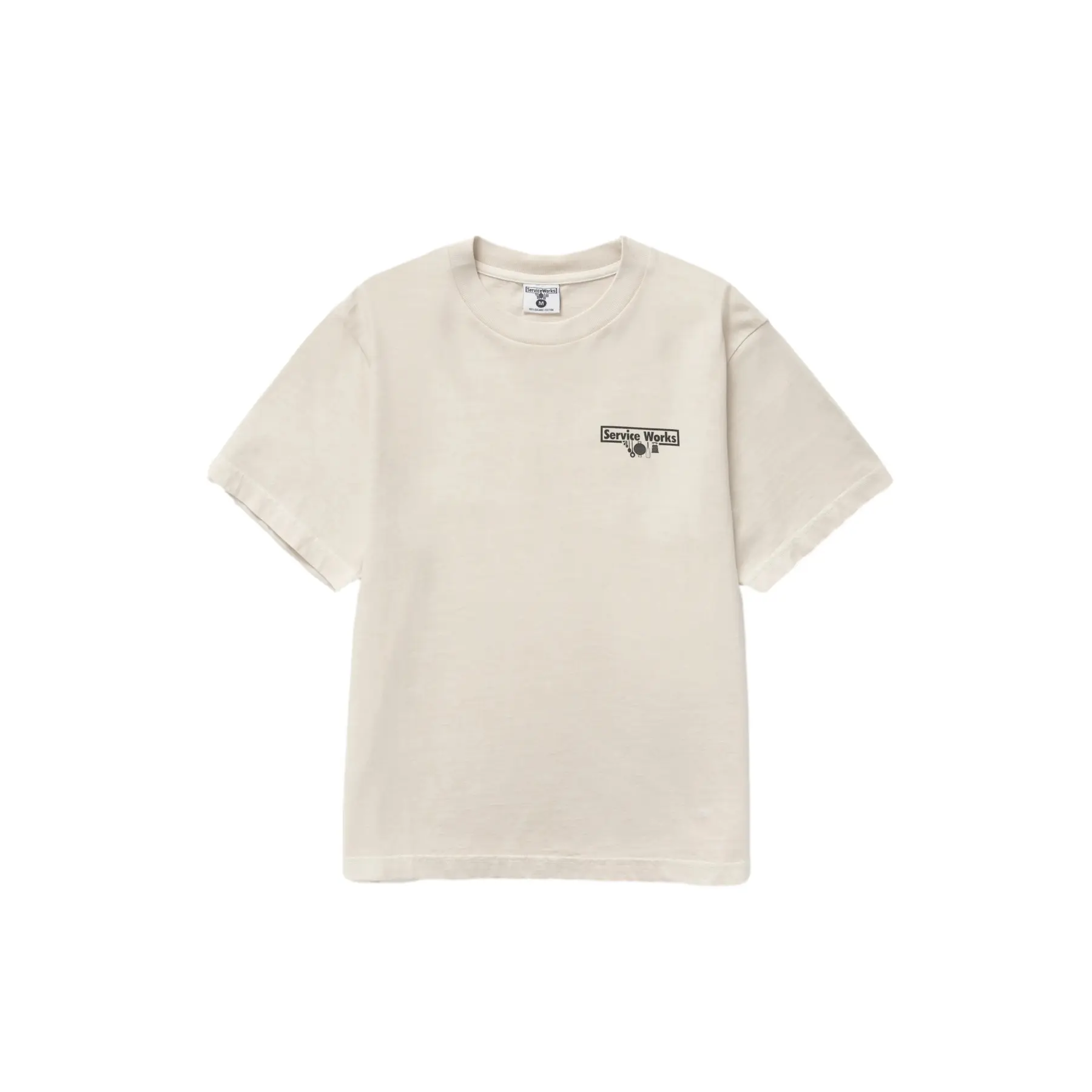 Service Works Men's Beige T-Shirt Pigt Dyed Trademark