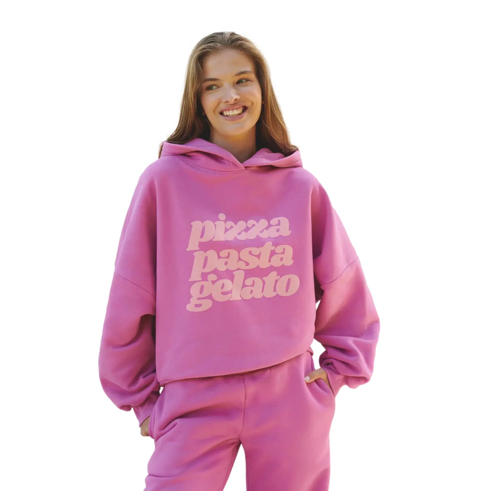 She Is Sunday Women's Rose Hooded Sweatshirt Pizza Pasta Gelato