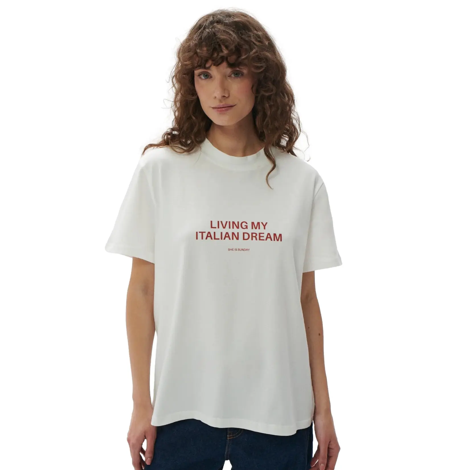 Image of Damen T-Shirt She is Sunday Italian Dream