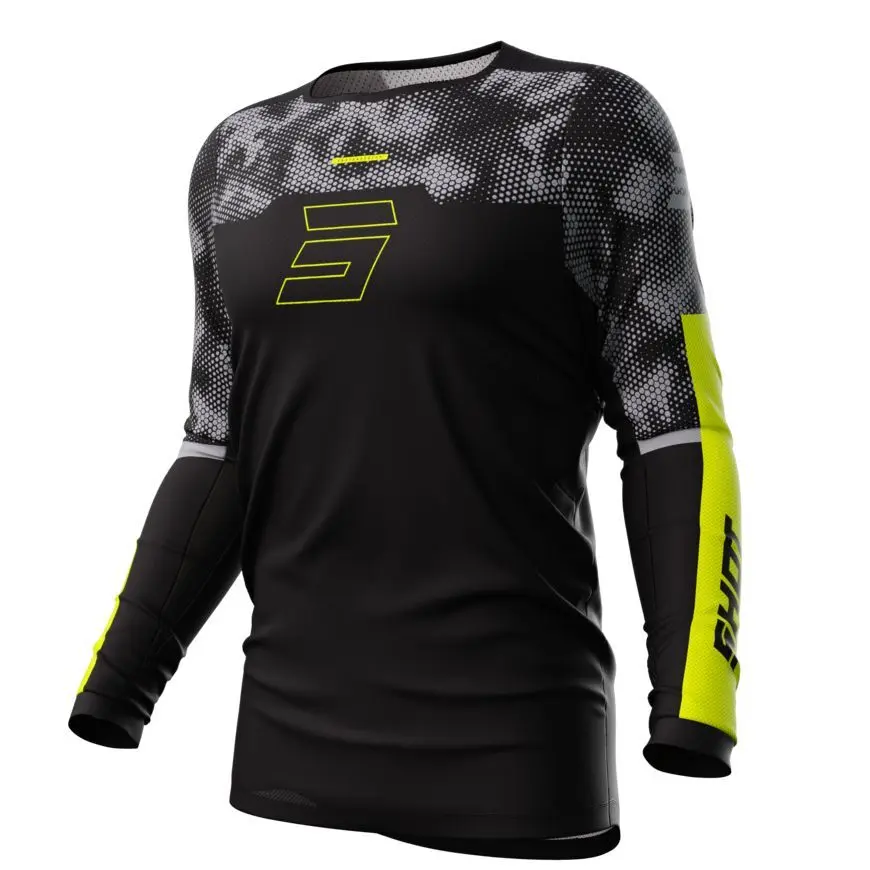 Maillot cross Shot Contact Patrol black neon yellow- S