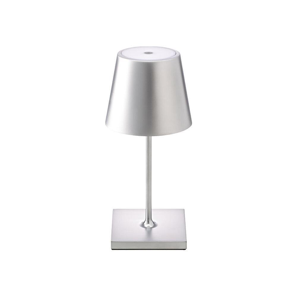 4028085450929 - Sigor Nuindie Mini Akku Tischleuchte 25cm silber – kompakte Tischlampe – 2200-2700K – IP54 – Easy Connect