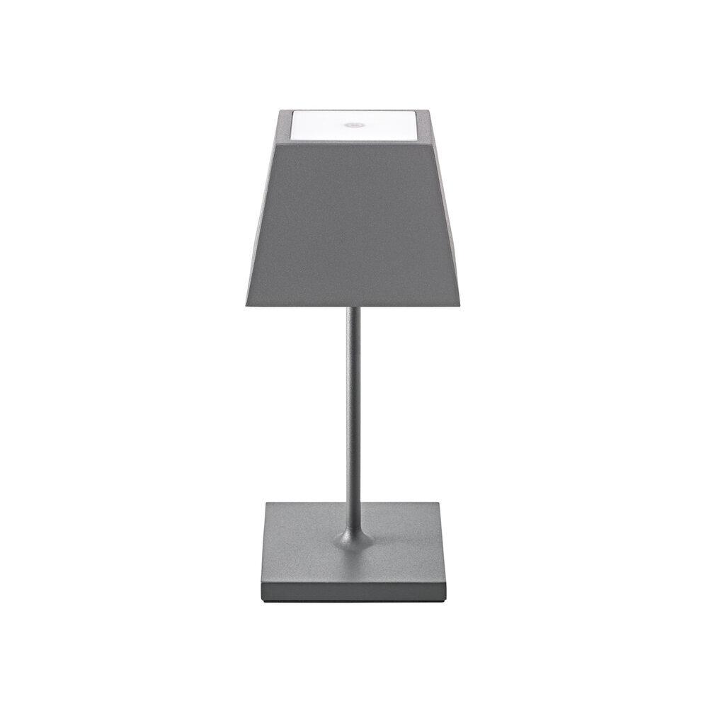 4028085451827 - Sigor Nuindie Mini Akku Tischleuchte 25cm eckig graphitgrau – kompakte Tischlampe – 2200-2700K – IP54 – Easy Connect