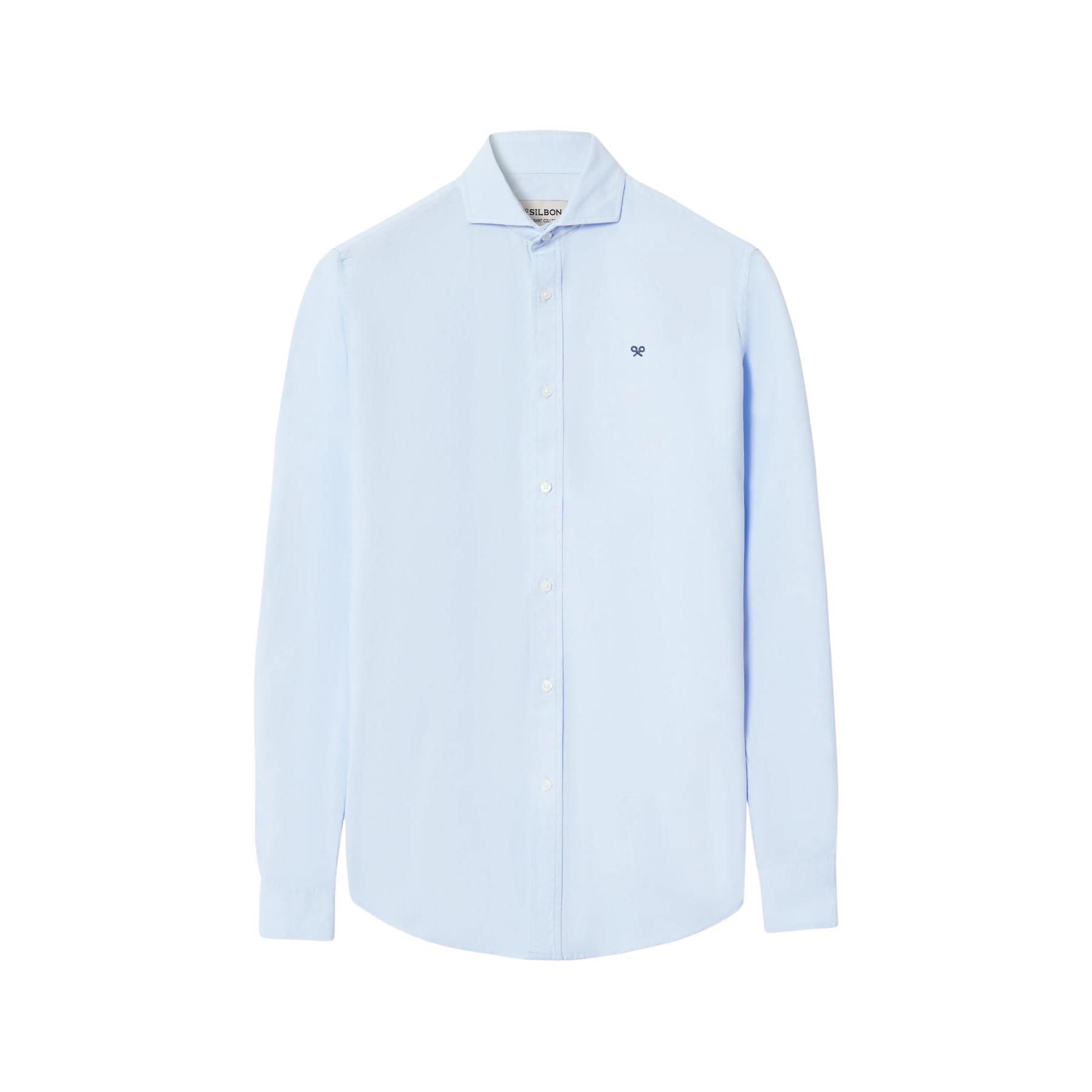 8445165549407 - Langarmhemd aus Oxford-Stoff mit Cutaway-Kragen Silbon