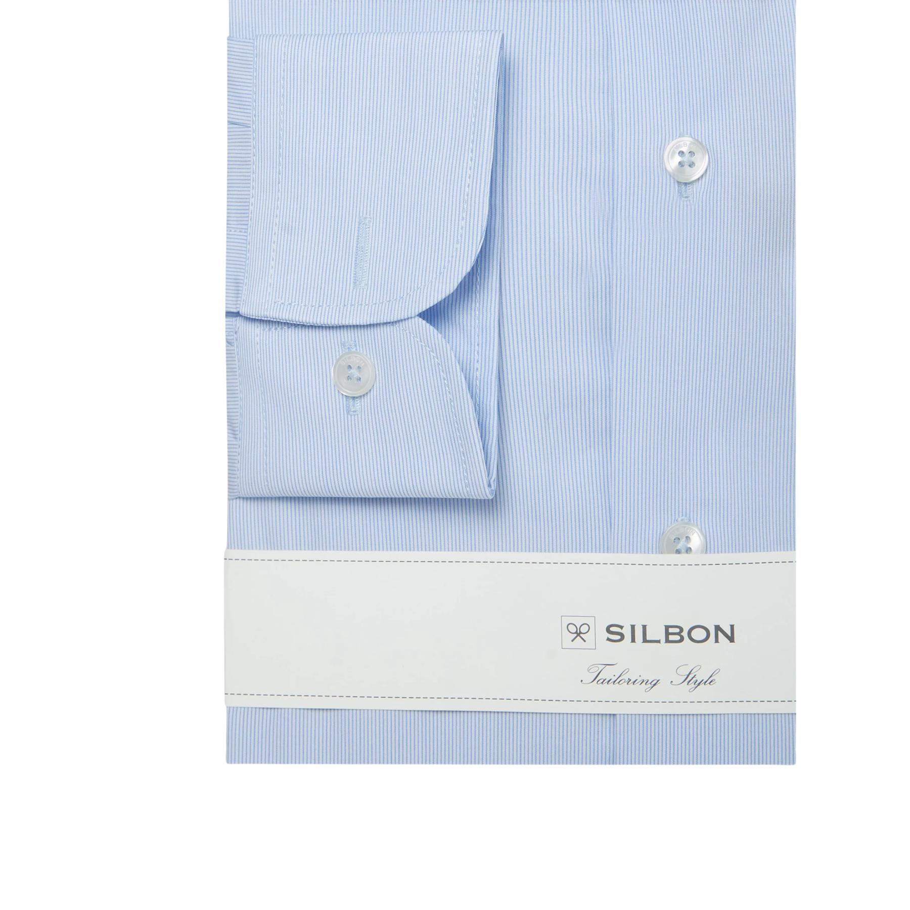 8445165716694 - Gestreiftes Langarmhemd mit einfachem Manschette Silbon