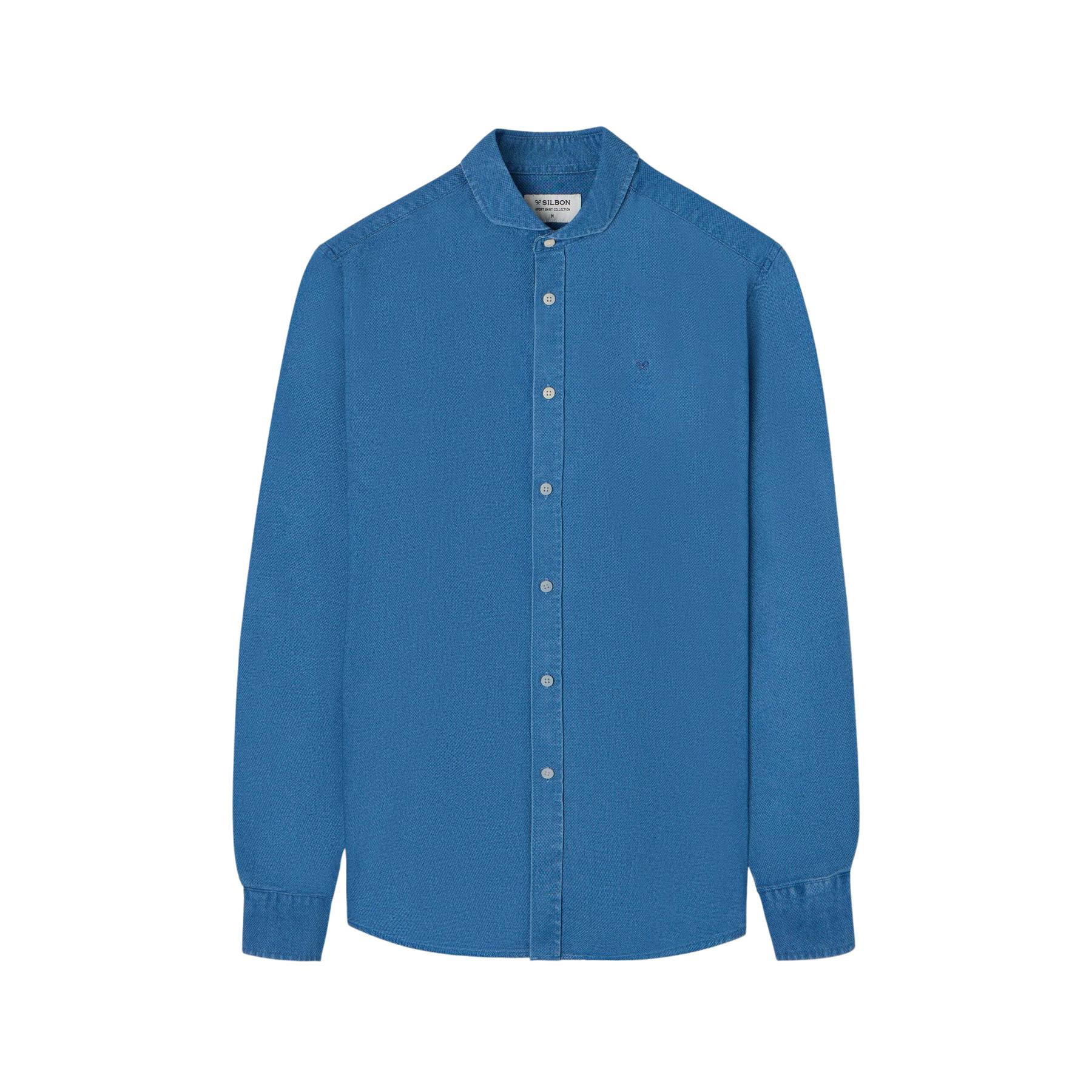 8445165936818 - Strukturierte Jeanshemd mit langen Ärmeln Silbon