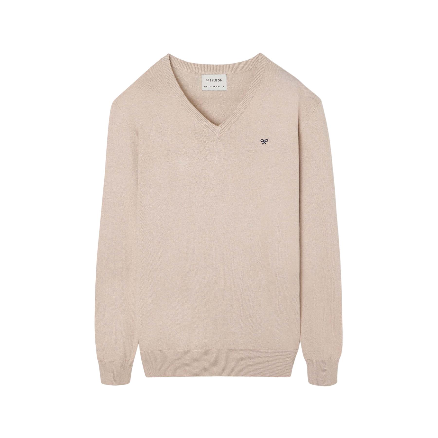 8447340166409 - Gesticktes klassisches Tennisracket-Polo mit Rundhalsausschnitt Silbon