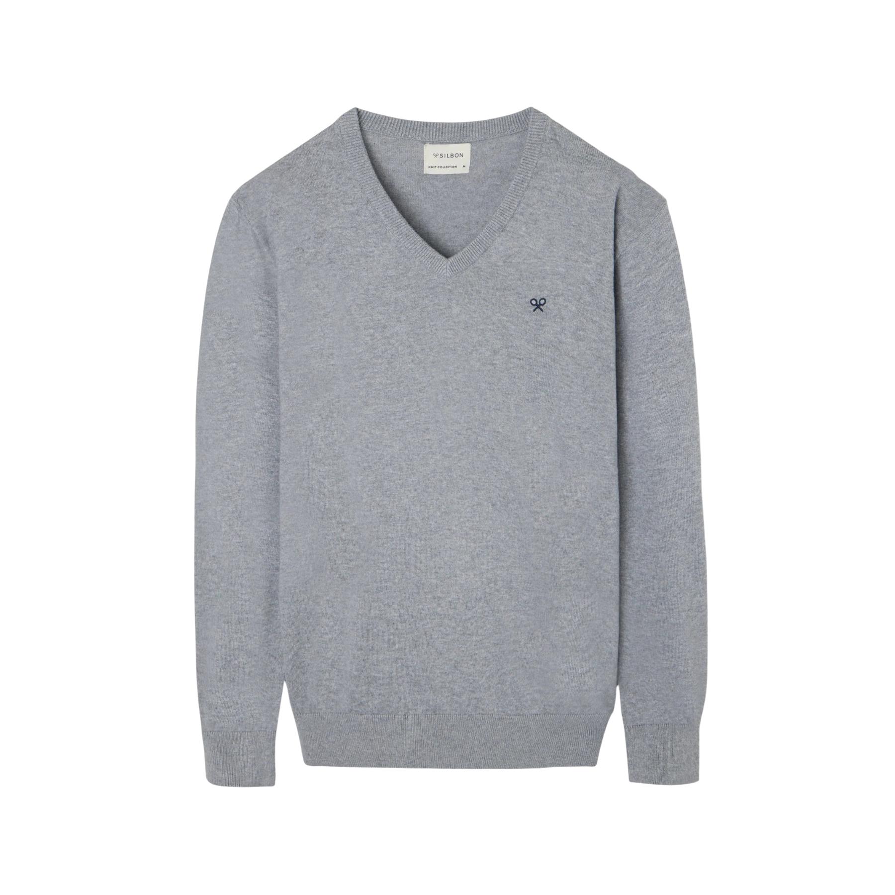 8447340166751 - Gesticktes klassisches Tennisracket-Polo mit Rundhalsausschnitt Silbon