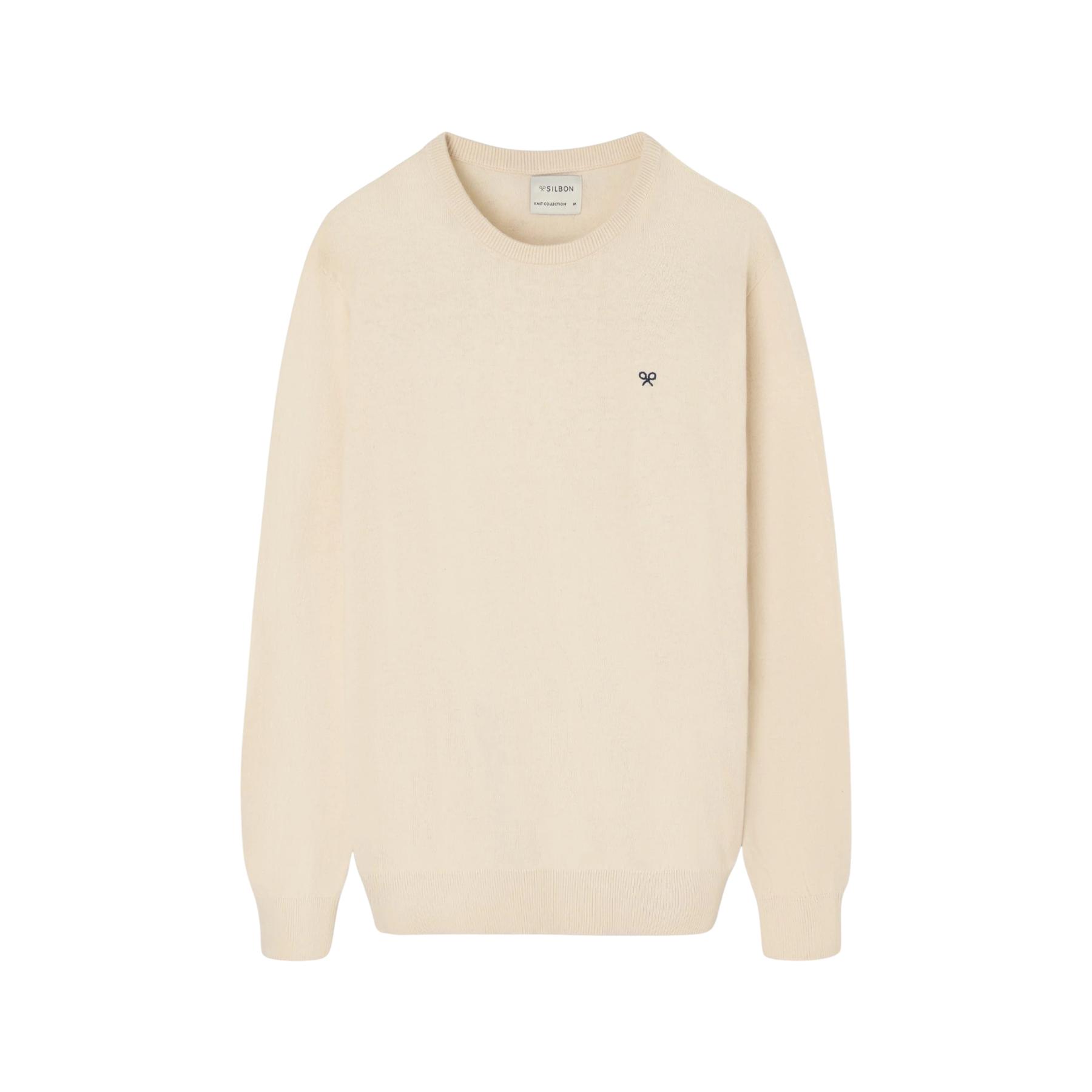 8447340167079 - Klassischer Rundhalsausschnitt-Pullover mit Tennisstickerei Silbon