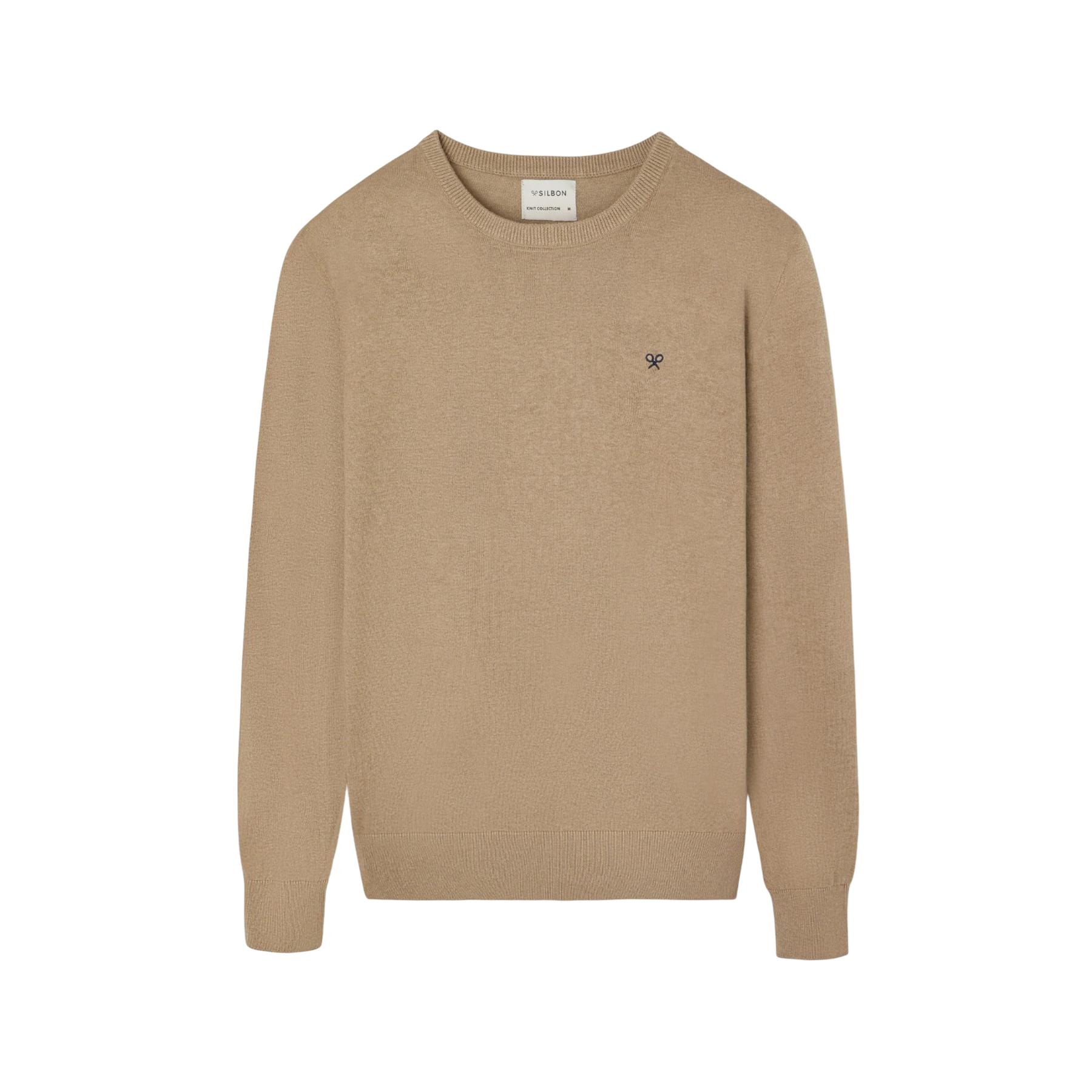 8447340167185 - Klassischer Rundhalsausschnitt-Pullover mit Tennisstickerei Silbon