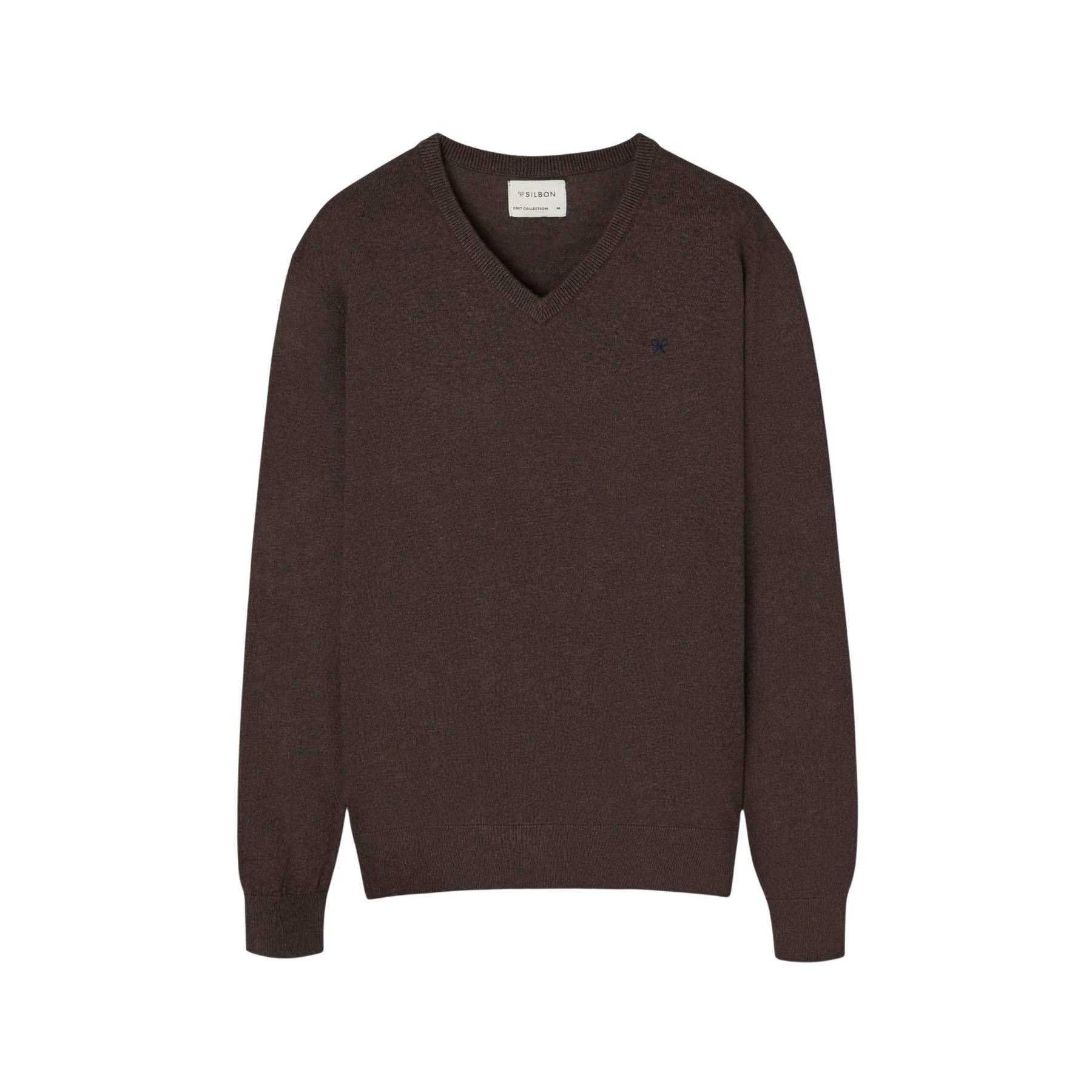 8447340167345 - Klassischer Rundhalsausschnitt-Pullover mit Tennisstickerei Silbon