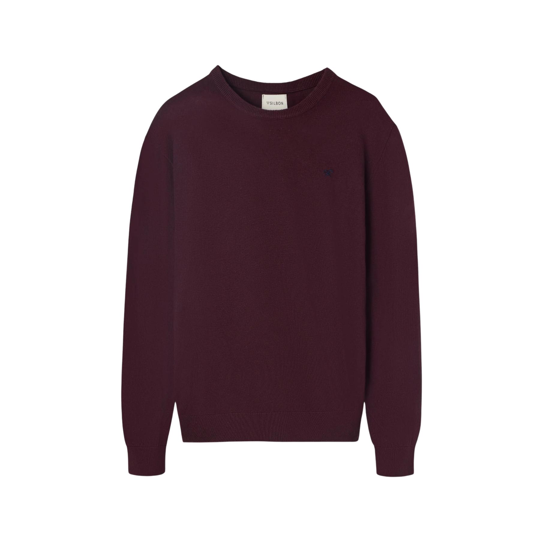 8447340167543 - Klassischer Rundhalsausschnitt-Pullover mit Tennisstickerei Silbon