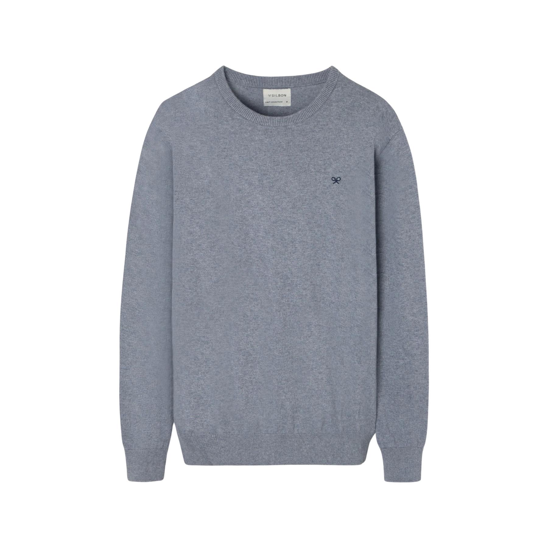 8447340167697 - Klassischer Rundhalsausschnitt-Pullover mit Tennisstickerei Silbon