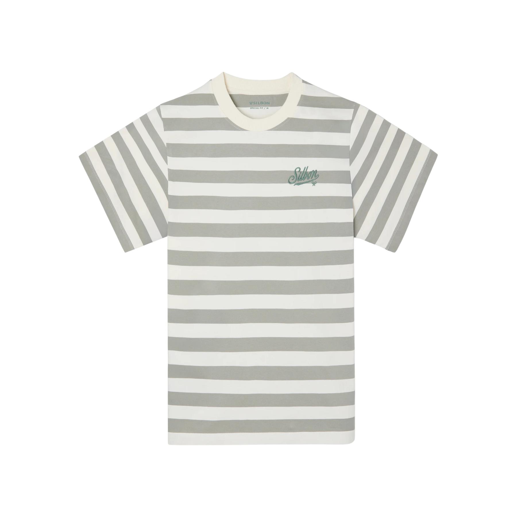 8447340202206 - T-Shirt mit besonderem Schnitt und Streifen Silbon