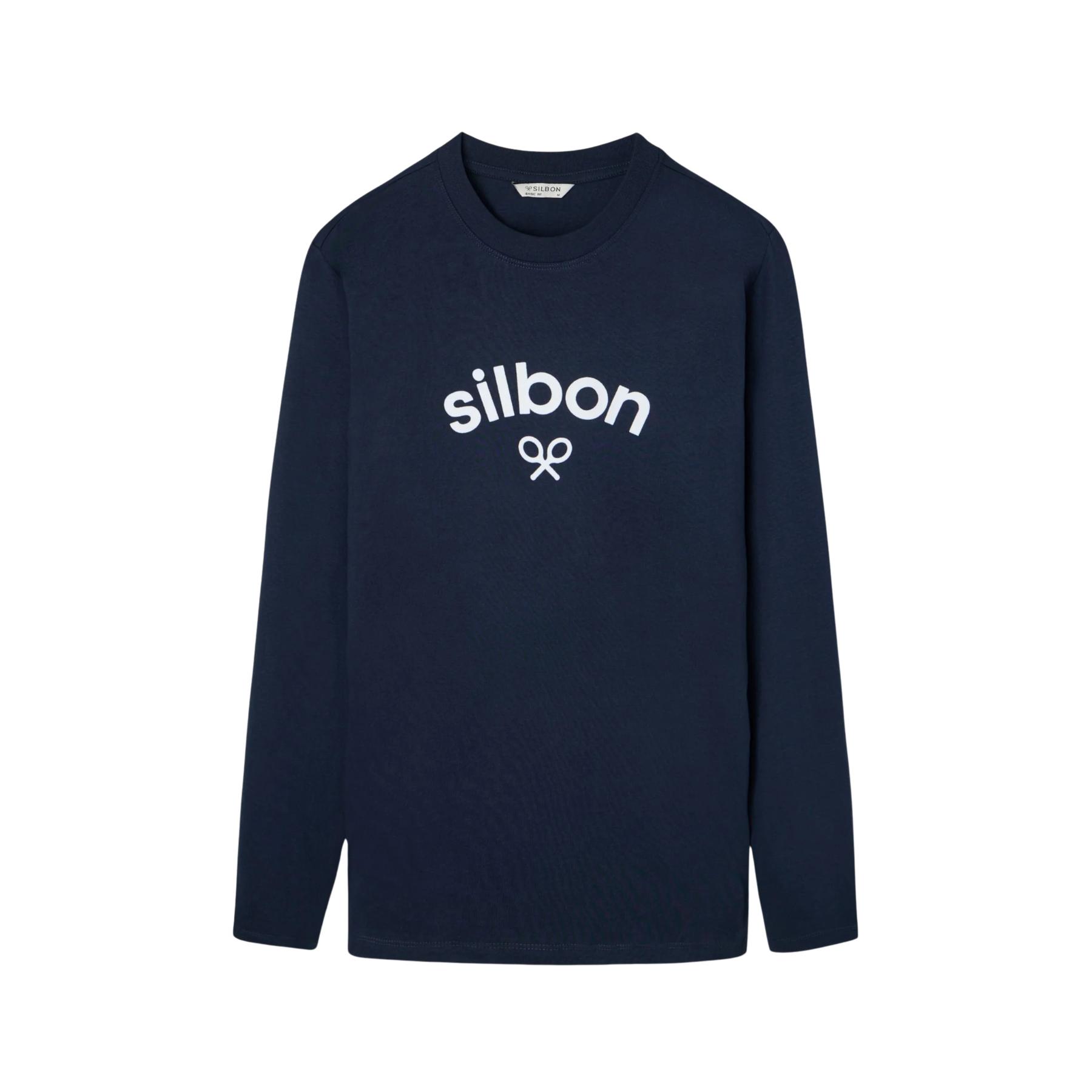 8447340191609 - Langarm-T-Shirt mit mittlerem Logo Silbon