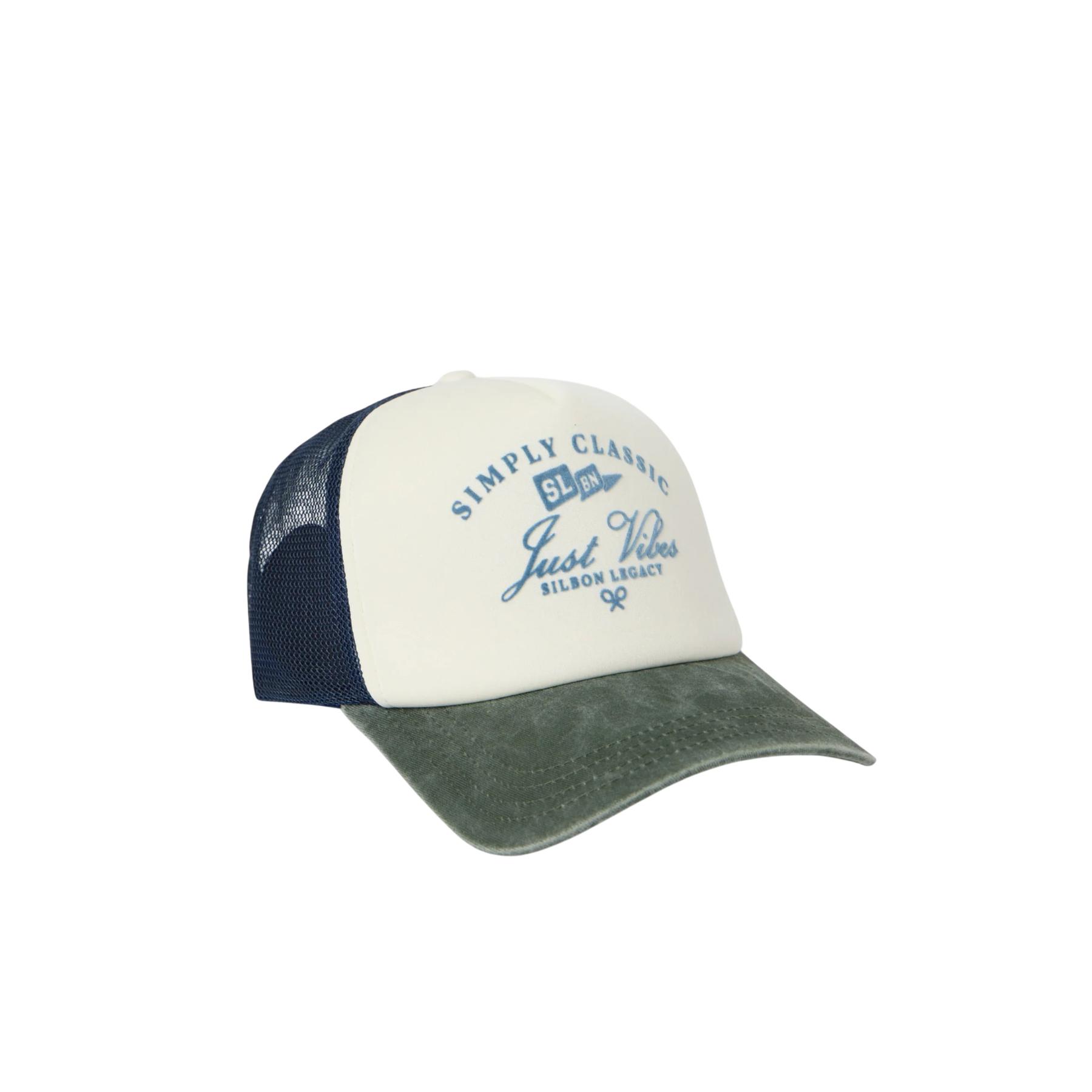 8447340195379 - Trucker-Cap mit just vibes-Druck Silbon