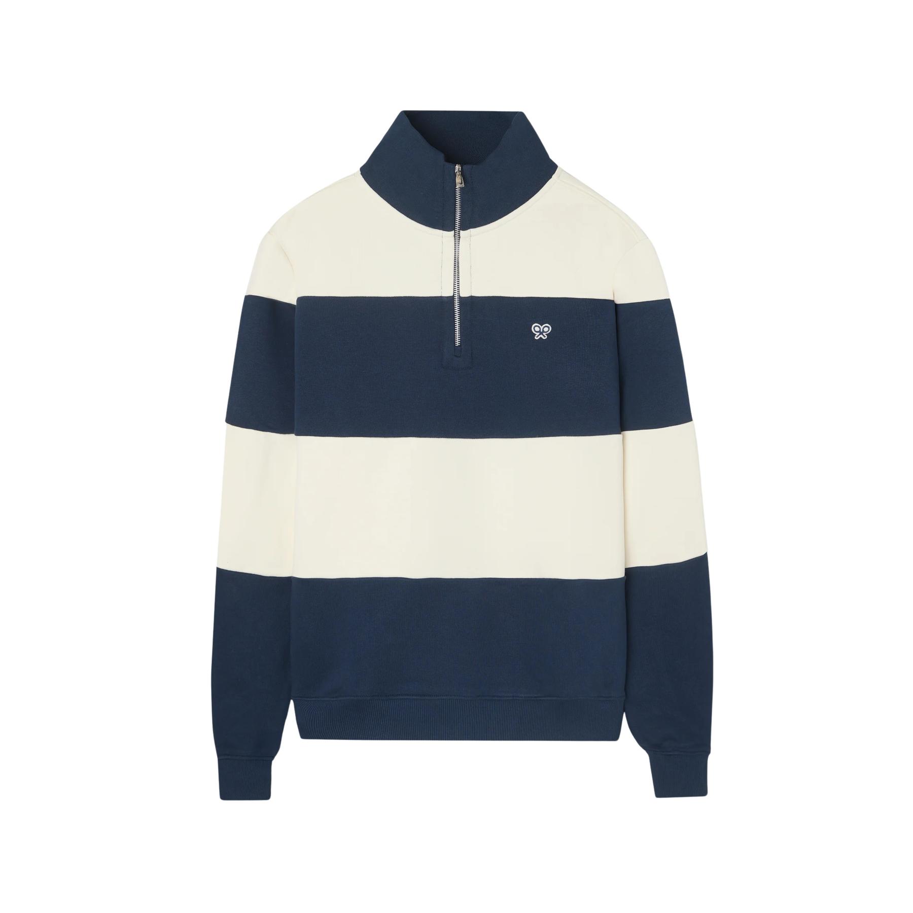 8447340217705 - gestreifter Polo-Zip-Hoodie Silbon