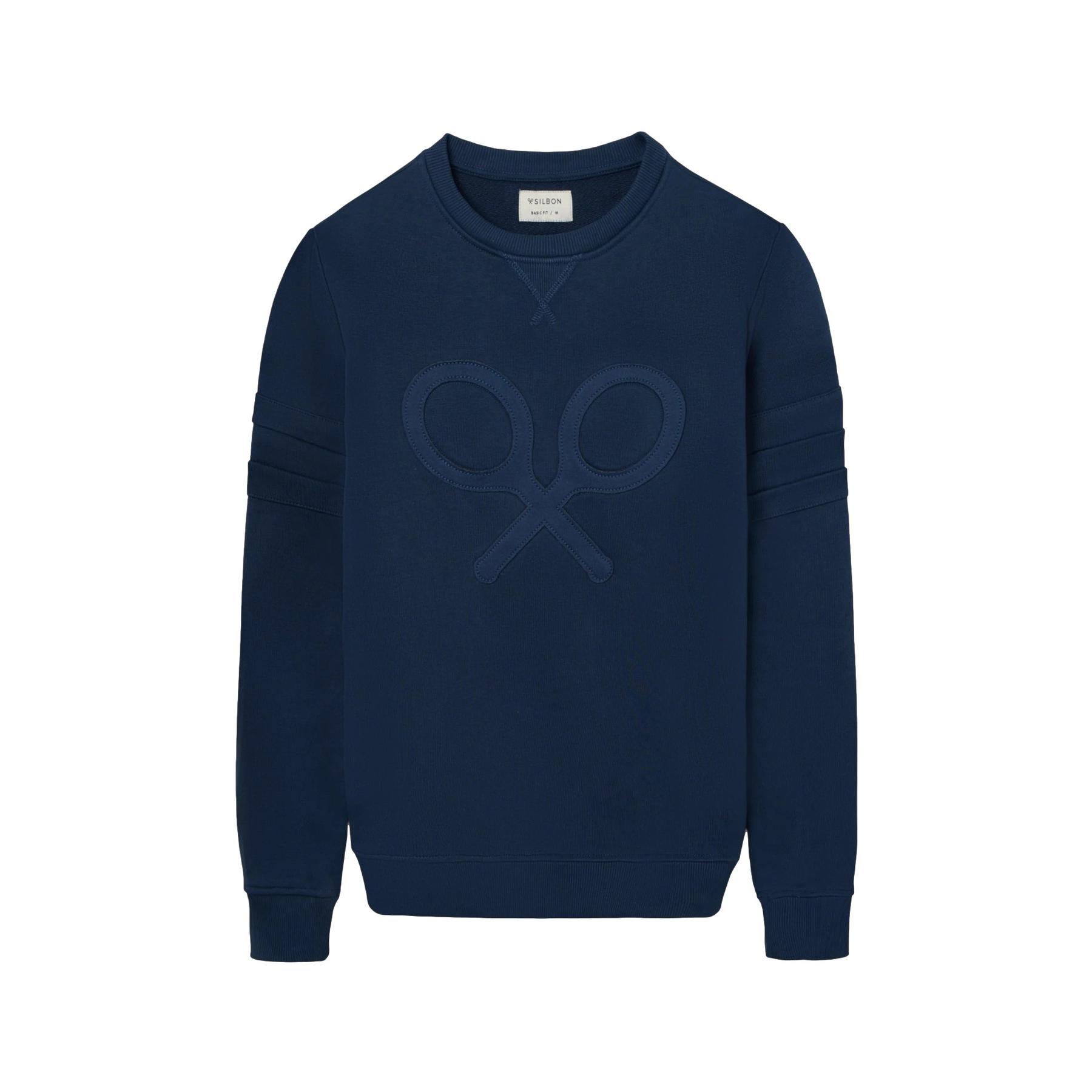 8447340206150 - Relief-Print Sweatshirt mit Schläger-Motiv Silbon