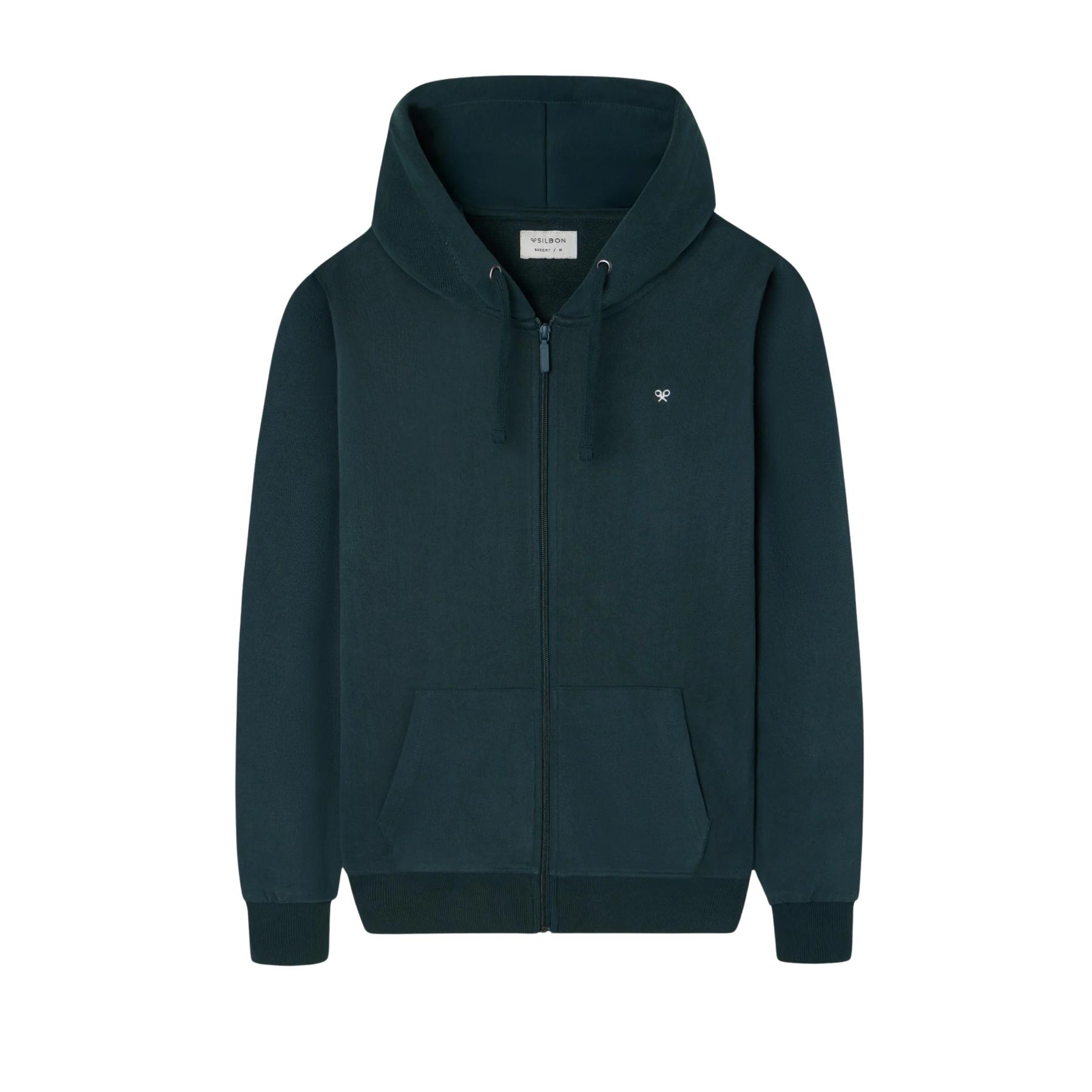 8447340169288 - Klassische Baumwoll Kapuzenjacke mit Reißverschluss Silbon