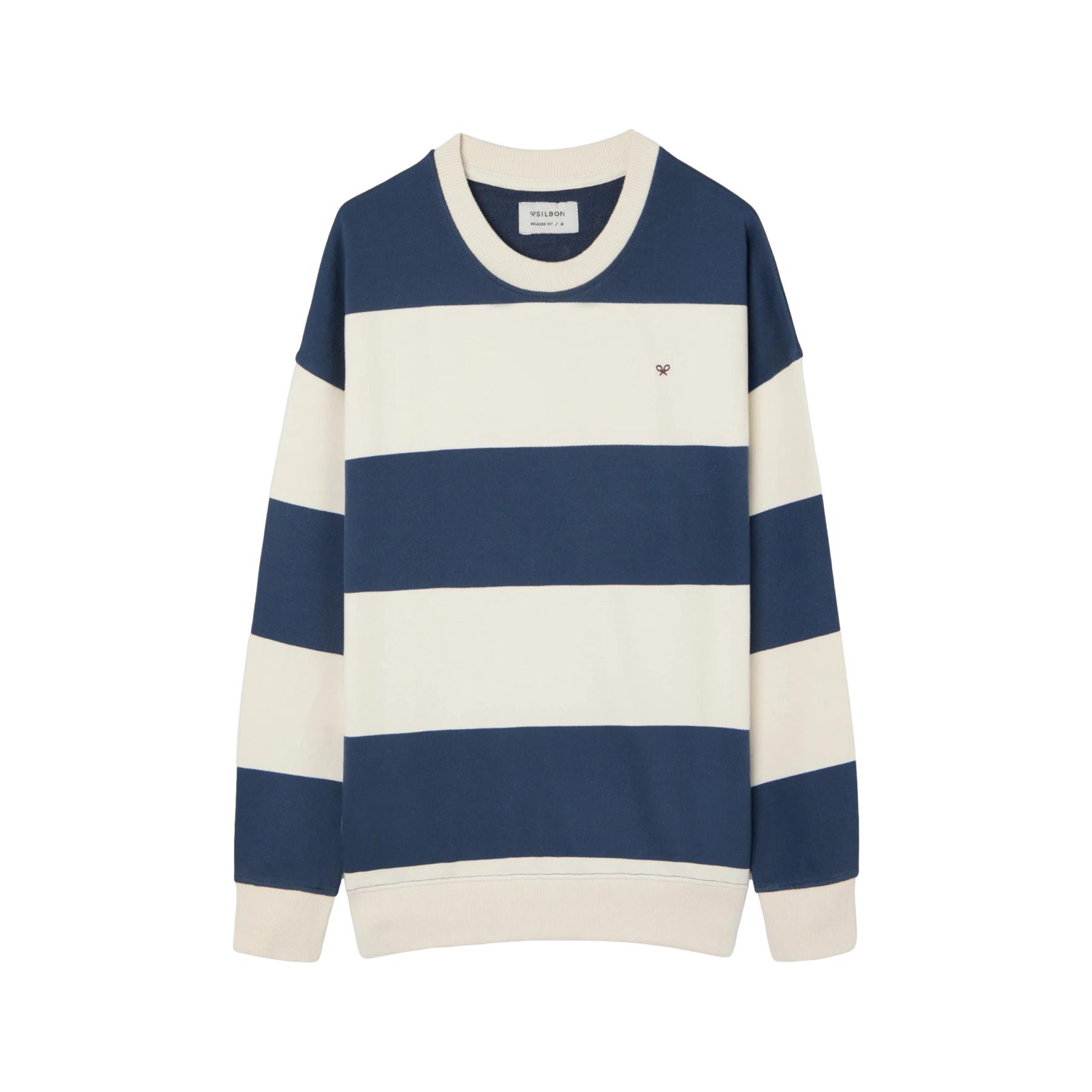 8447340170024 - Gestreifter Sweatshirt aus Baumwollmischung Silbon