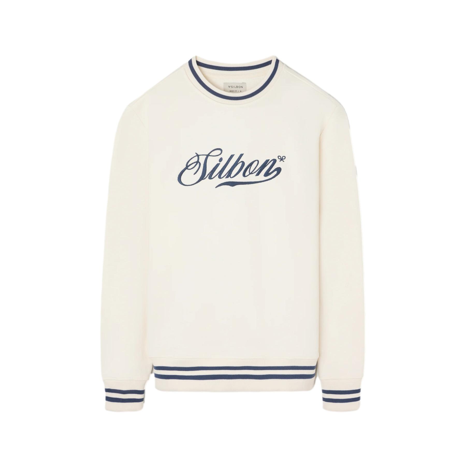 8447340206297 - Baumwoll-Sweatshirt mit Streifen am Ausschnitt Silbon