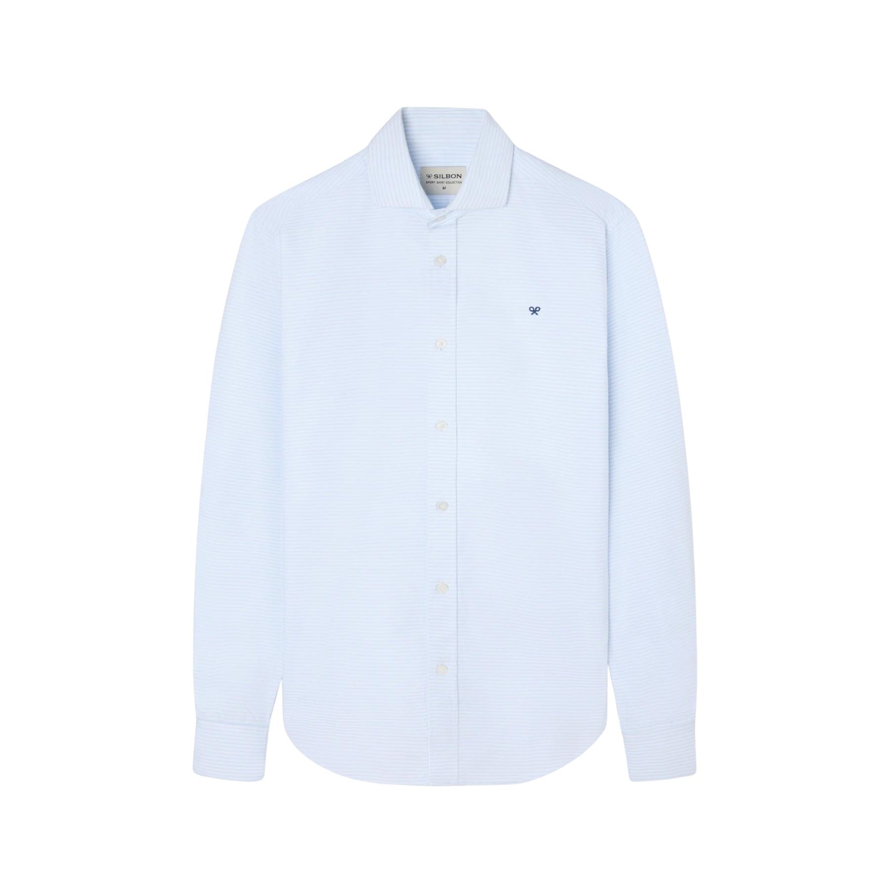 8447340154734 - Langarmhemd aus Oxford-Stoff mit horizontalen Streifen Silbon