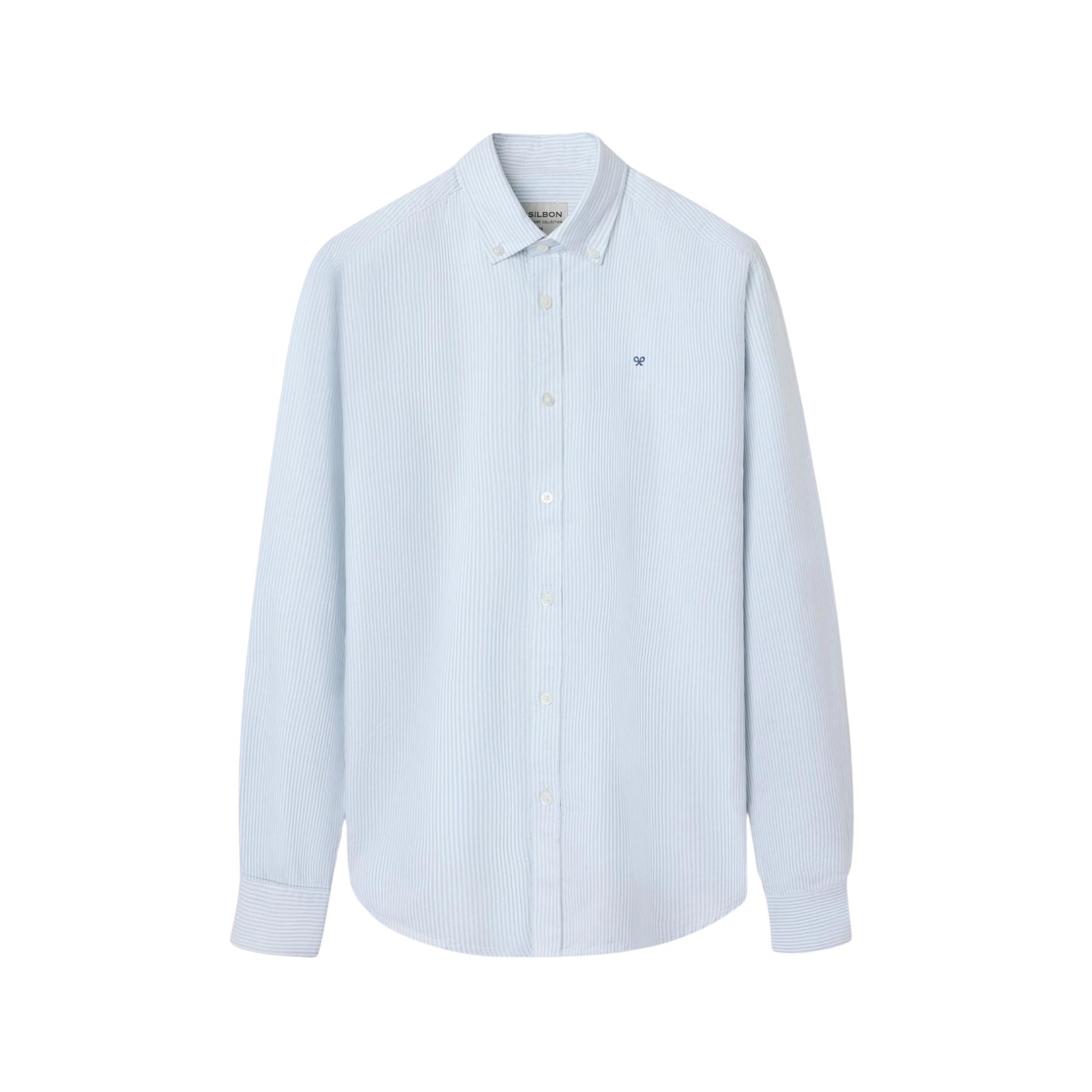 8447340154895 - Langarmhemd aus gestreiftem Oxford-Stoff Silbon