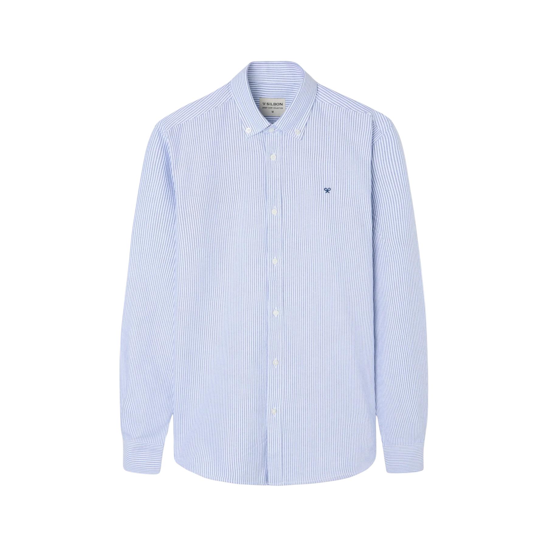 8447340155502 - Langarmhemd aus gestreiftem Oxford-Stoff Silbon