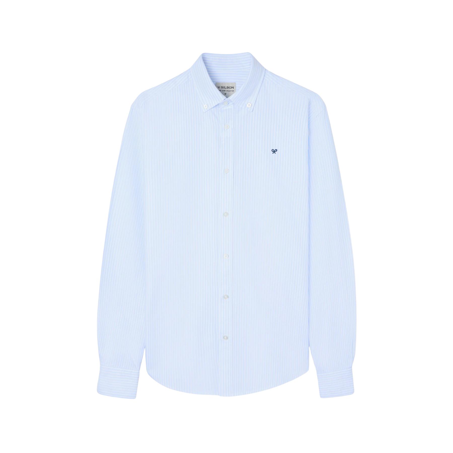 8447340155588 - Langarmhemd aus Oxford-Stoff mit breiten Streifen Silbon