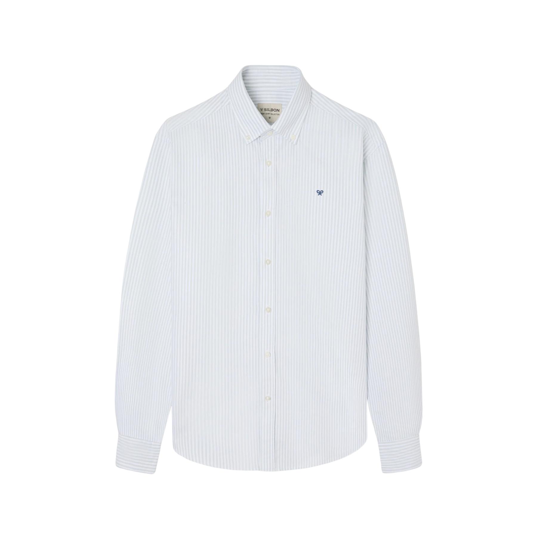 8447340155687 - Langarmhemd aus Oxford-Stoff mit breiten Streifen Silbon