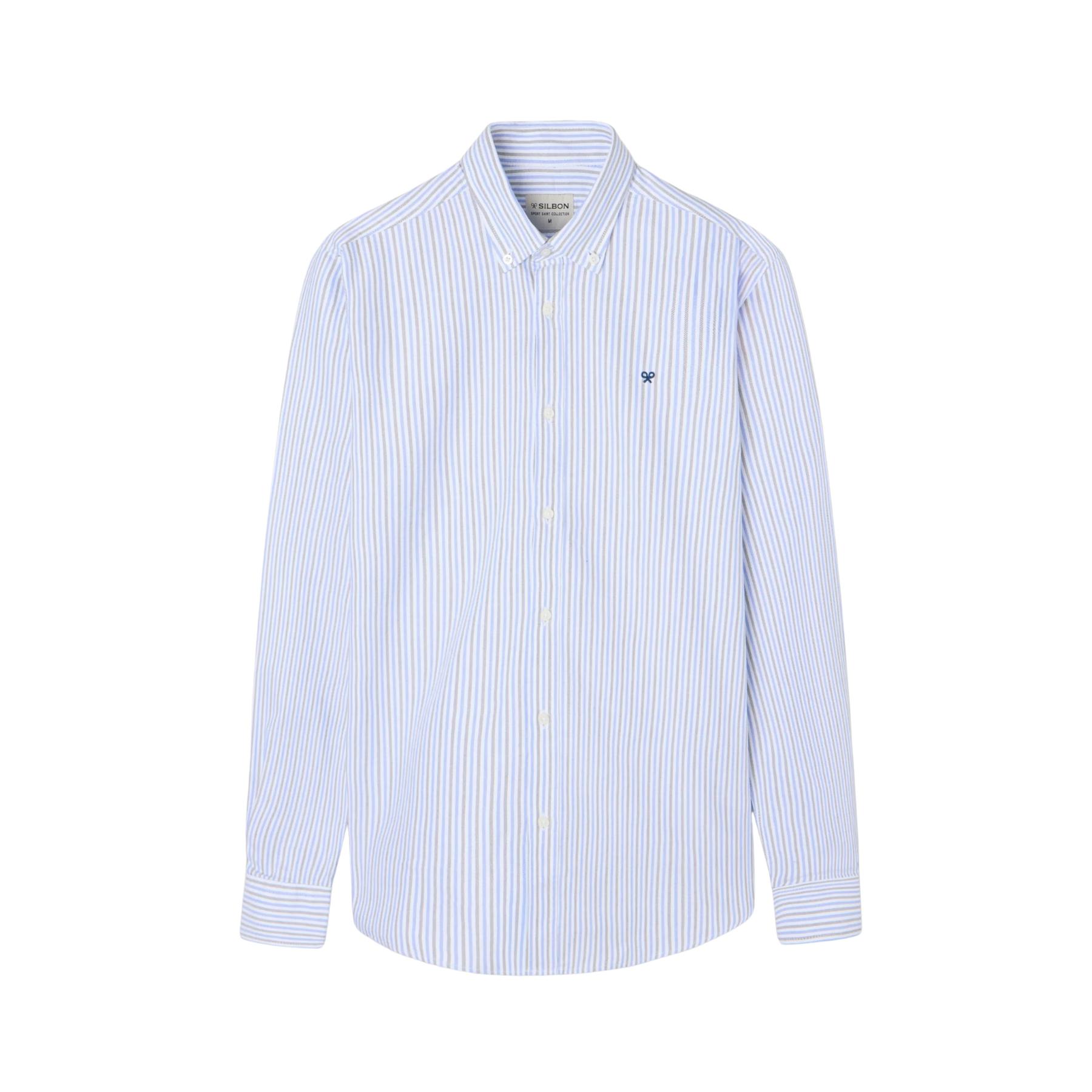 8447340156233 - Langarmhemd aus gestreiftem Oxford-Stoff Silbon