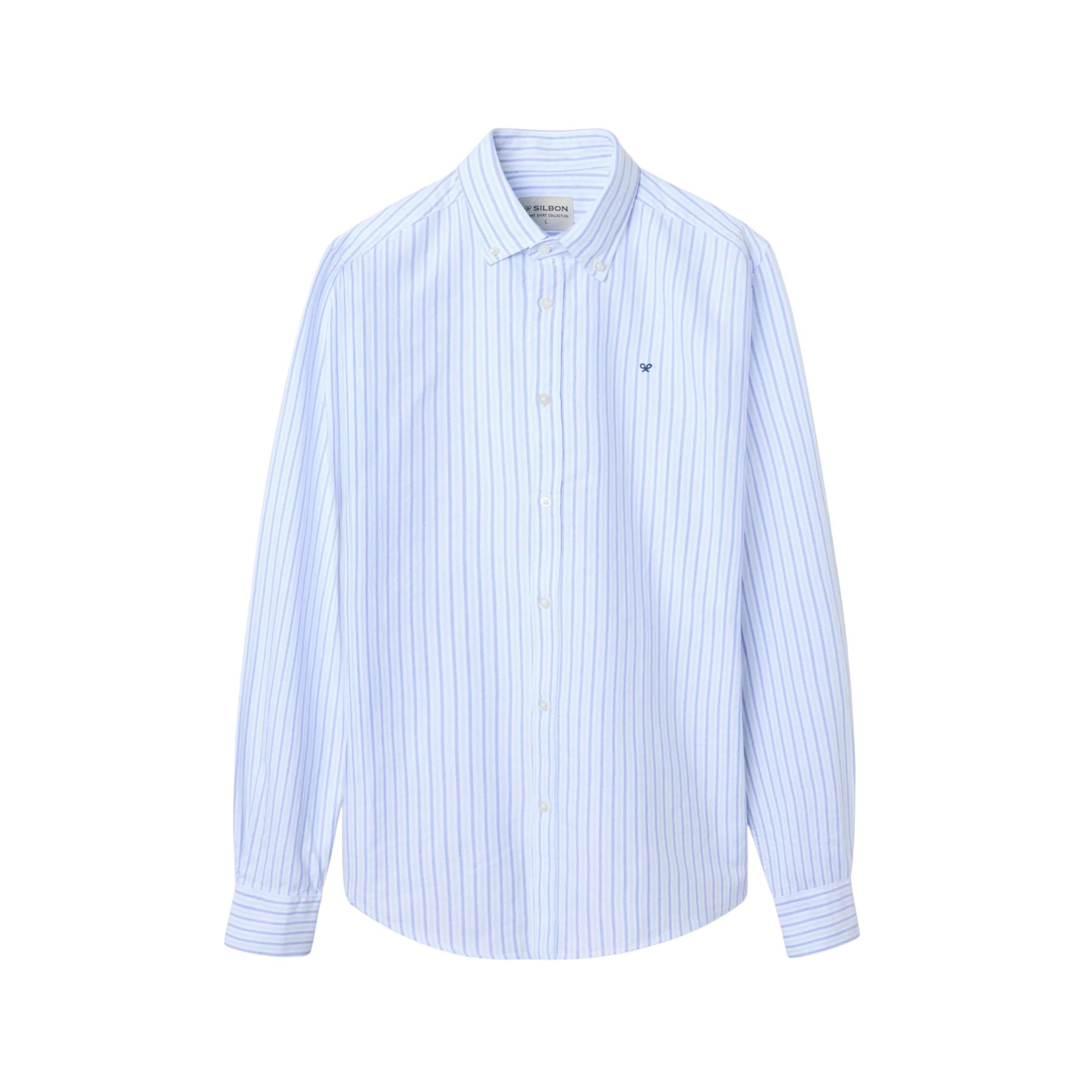 8447340156332 - Langarmhemd aus gestreiftem Oxford-Stoff Silbon