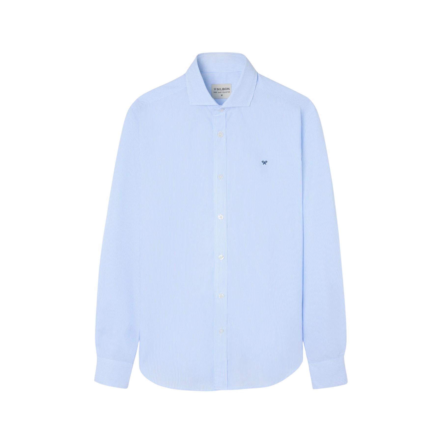 8447340156394 - Klassische streifenlange Ärmelhemd Silbon