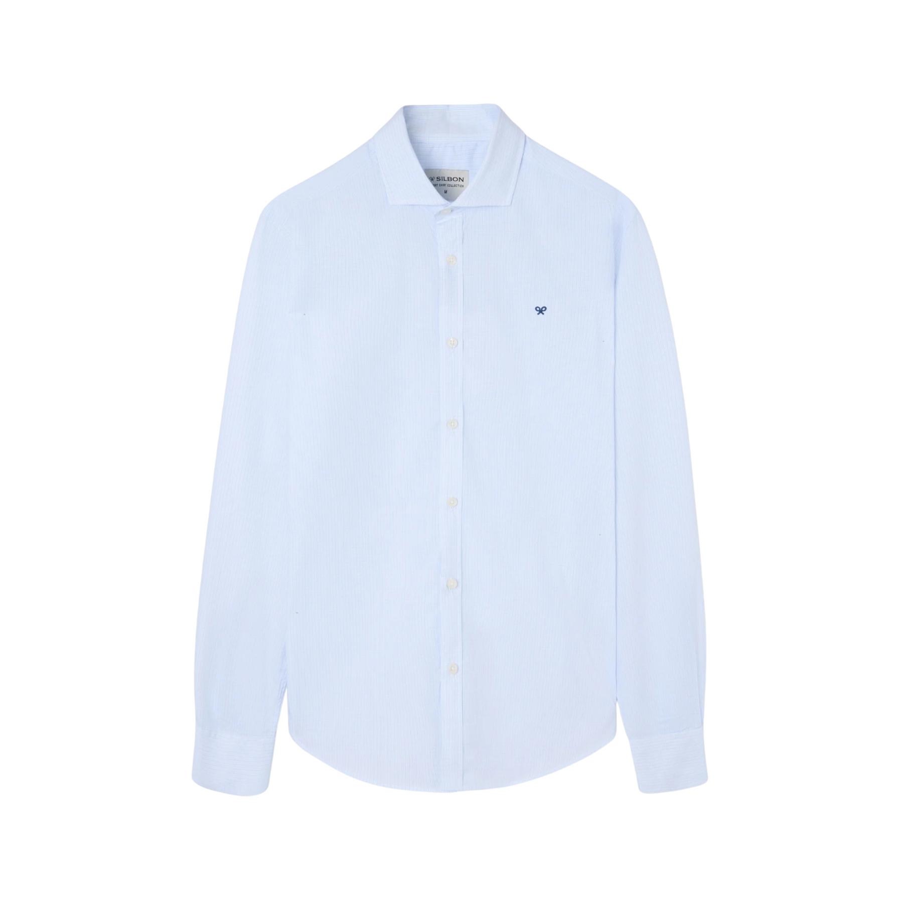 8447340156714 - Klassische langärmelige Hemd im Mini-Karo-Design Silbon