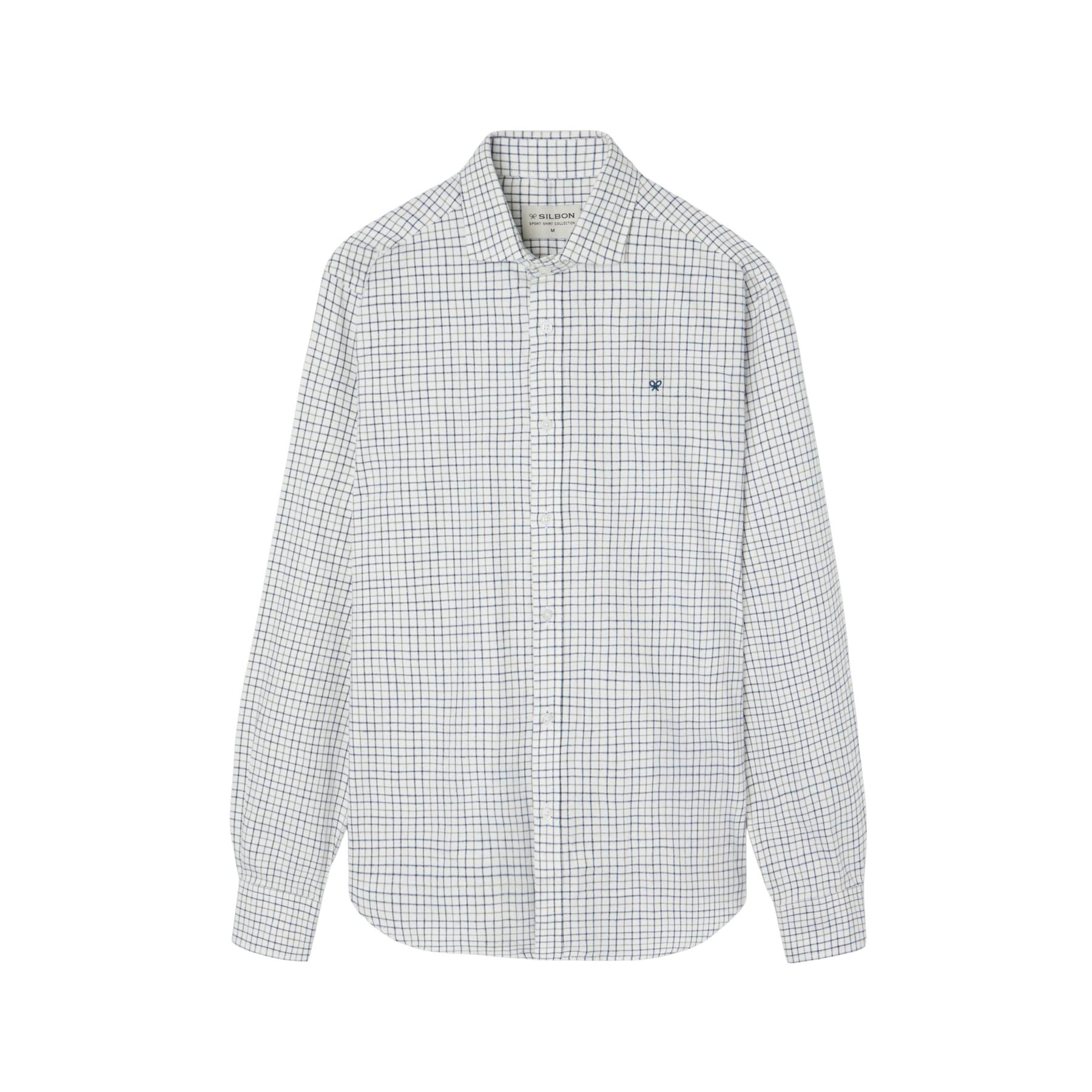 8447340157391 - Langarmkarierte Zweifarbige Hemd Silbon