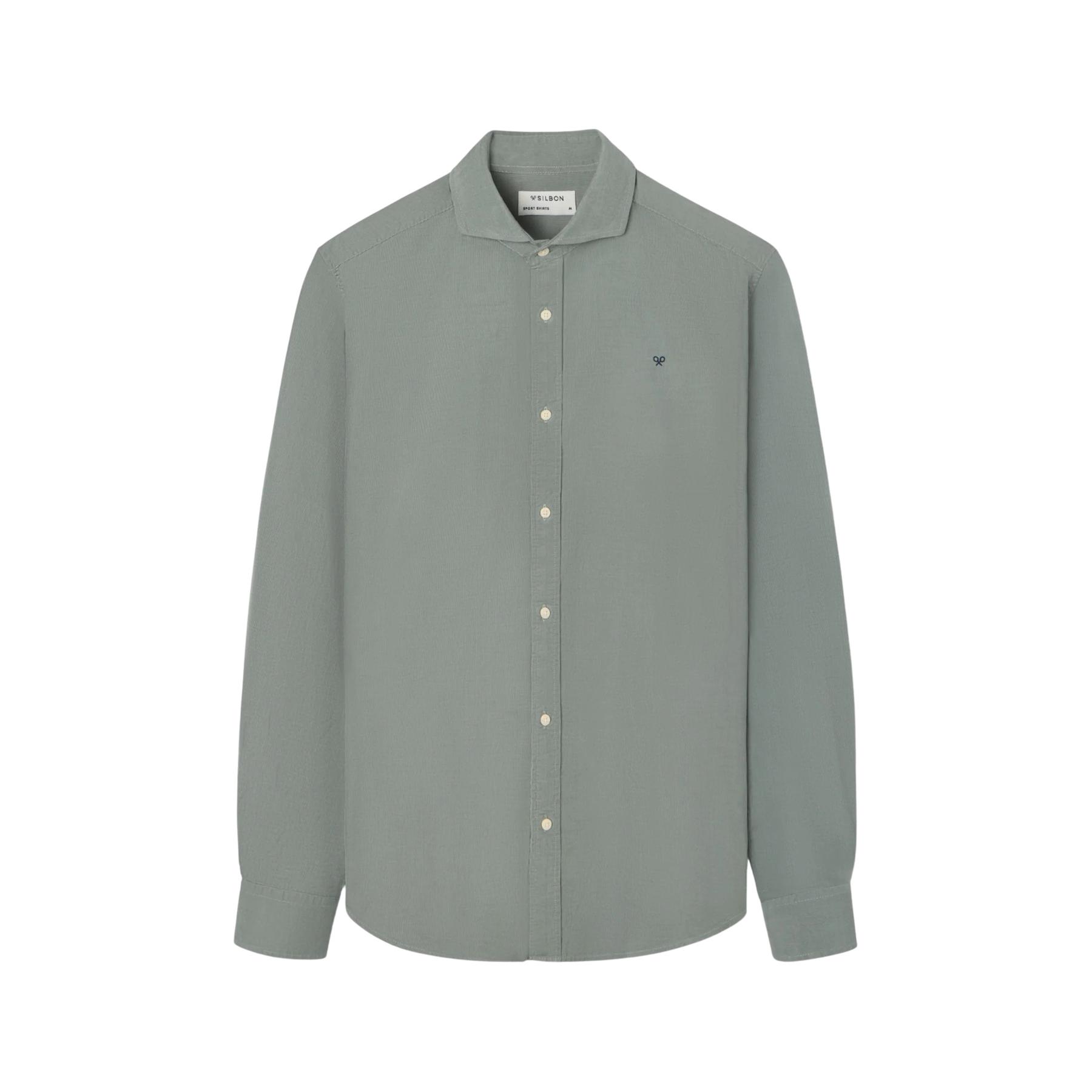 8447340187541 - Langarmhemd mit Stehkragen aus Samt Silbon