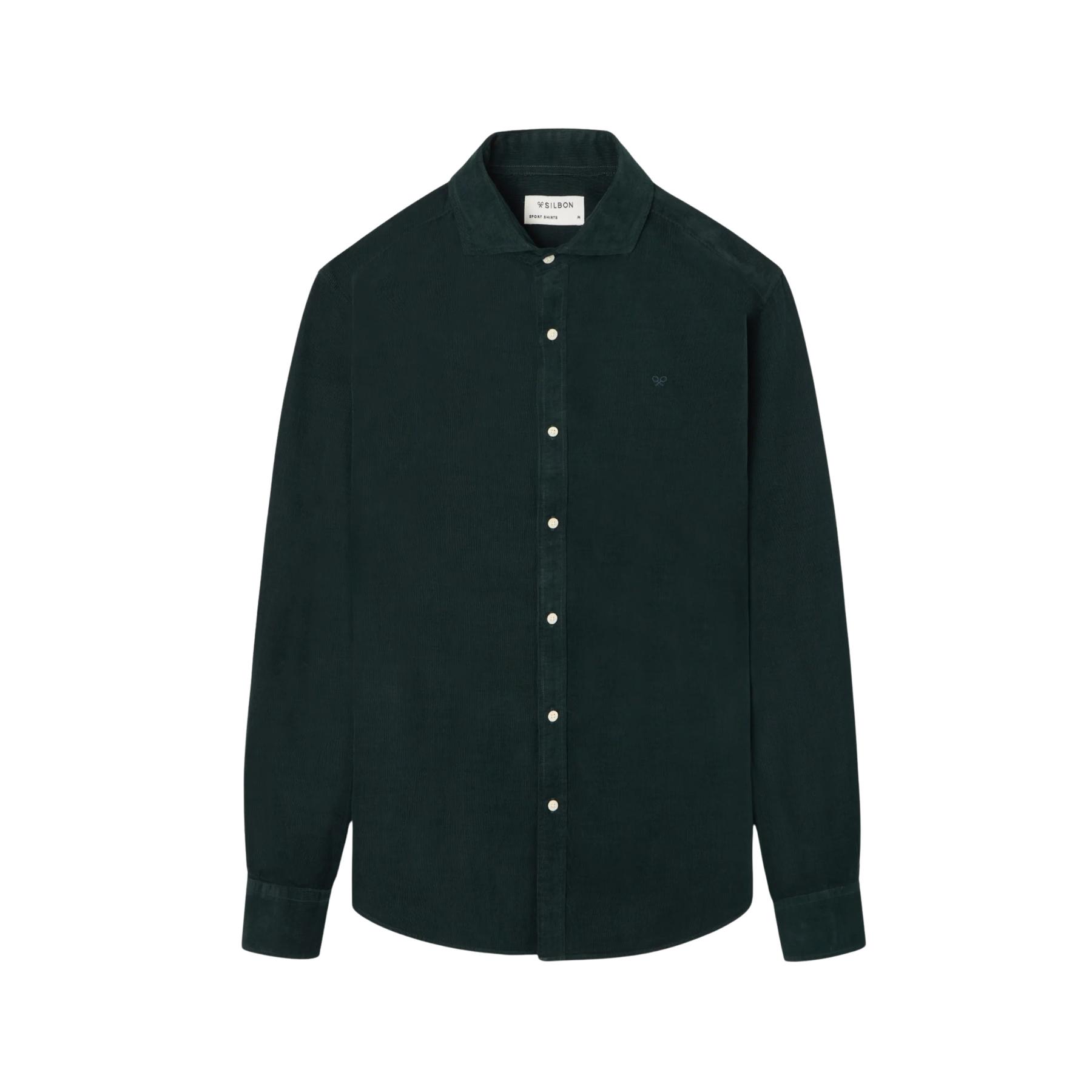 8447340187756 - Langarmhemd mit Stehkragen aus Samt Silbon