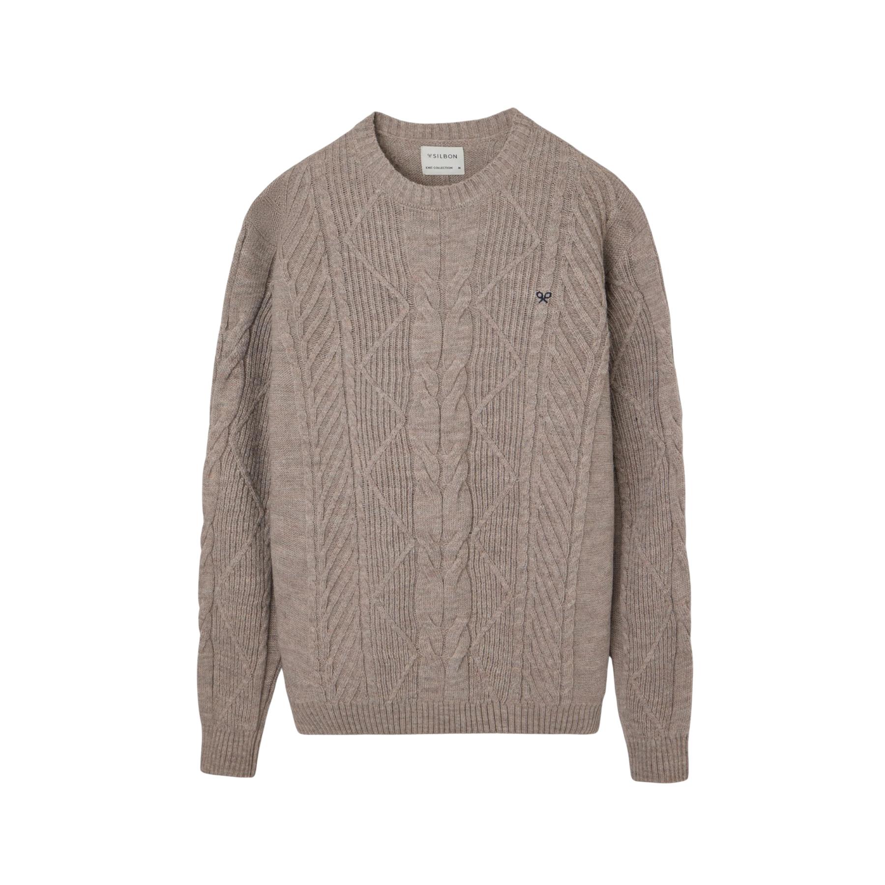 8447340177894 - Pullover mit Rundhalsausschnitt aus strukturiertem Material mit Schlägerstickerei Silbon