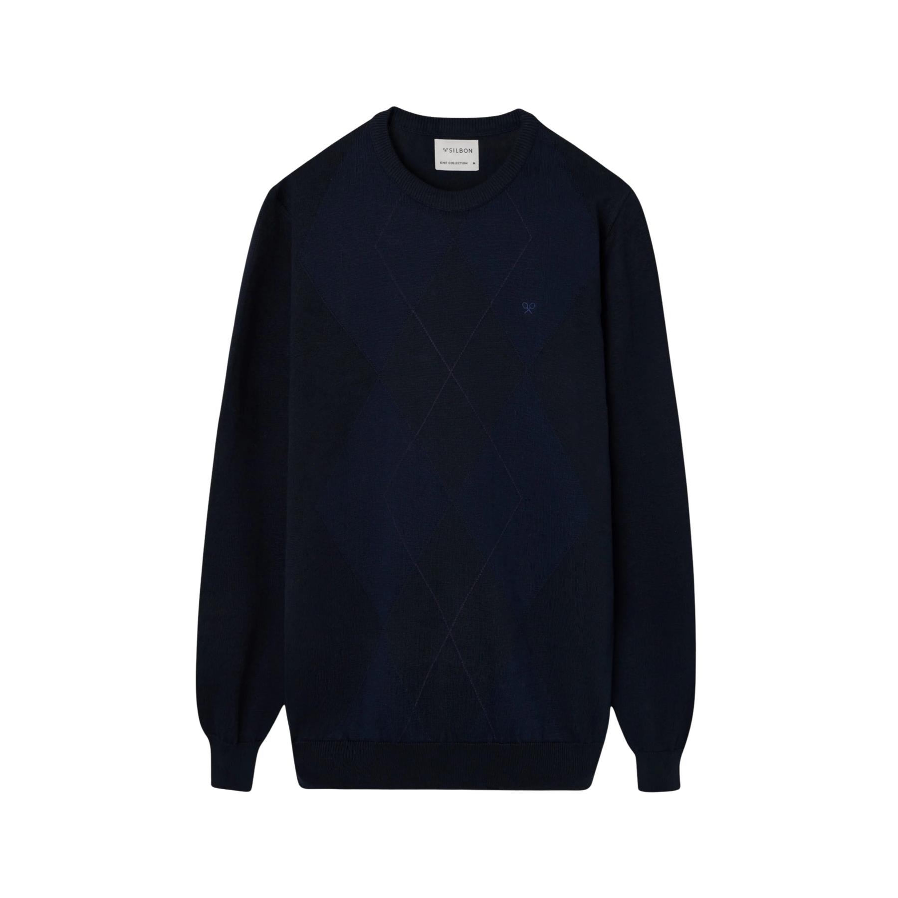 8447340178433 - Retro Rundhals Pulli aus Mischwolle Silbon