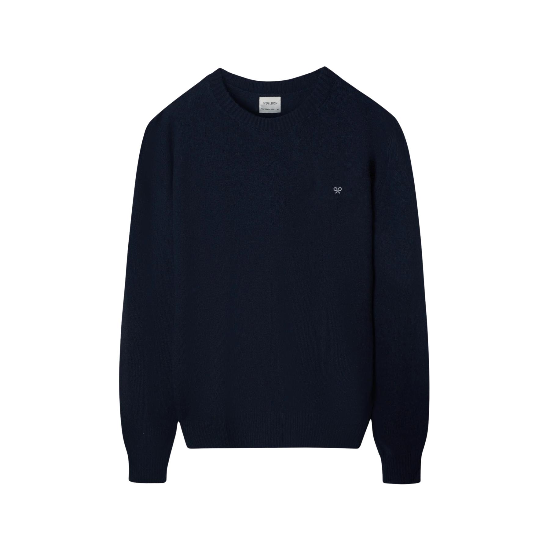 8447340171854 - Klassischer RundhalsausschnittPullover aus Wolle mit Schlägermuster Silbon