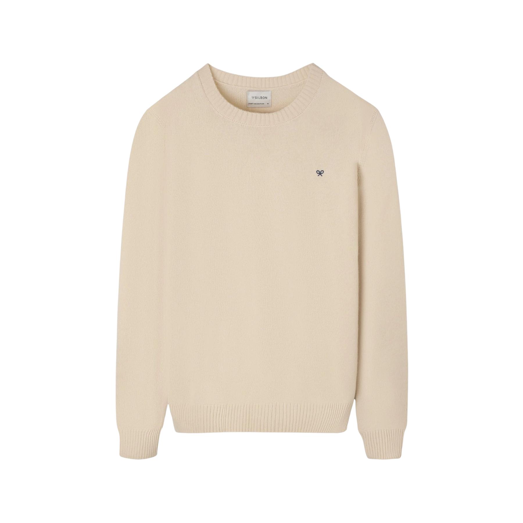 8447340171922 - Klassischer RundhalsausschnittPullover aus Wolle mit Schlägermuster Silbon