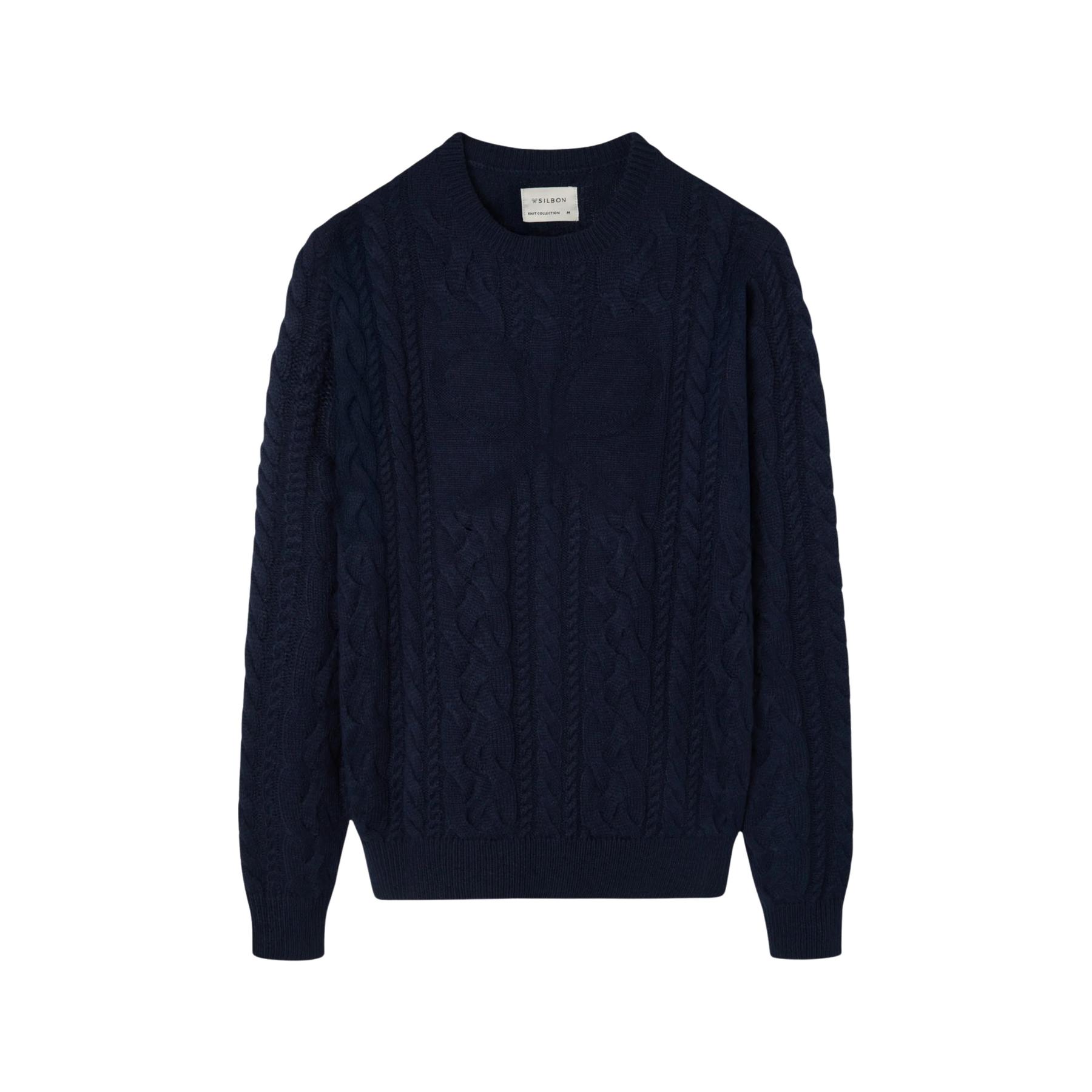 8447340171960 - Runder Pullover aus gedrehtem Wollstrick klassische Passform Silbon