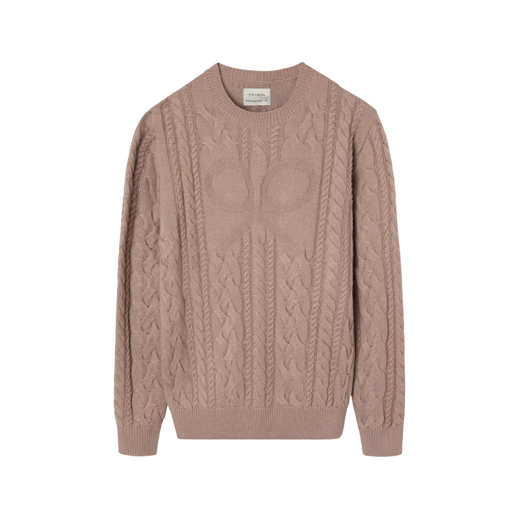 8447340172011 - Runder Pullover aus gedrehtem Wollstrick klassische Passform Silbon