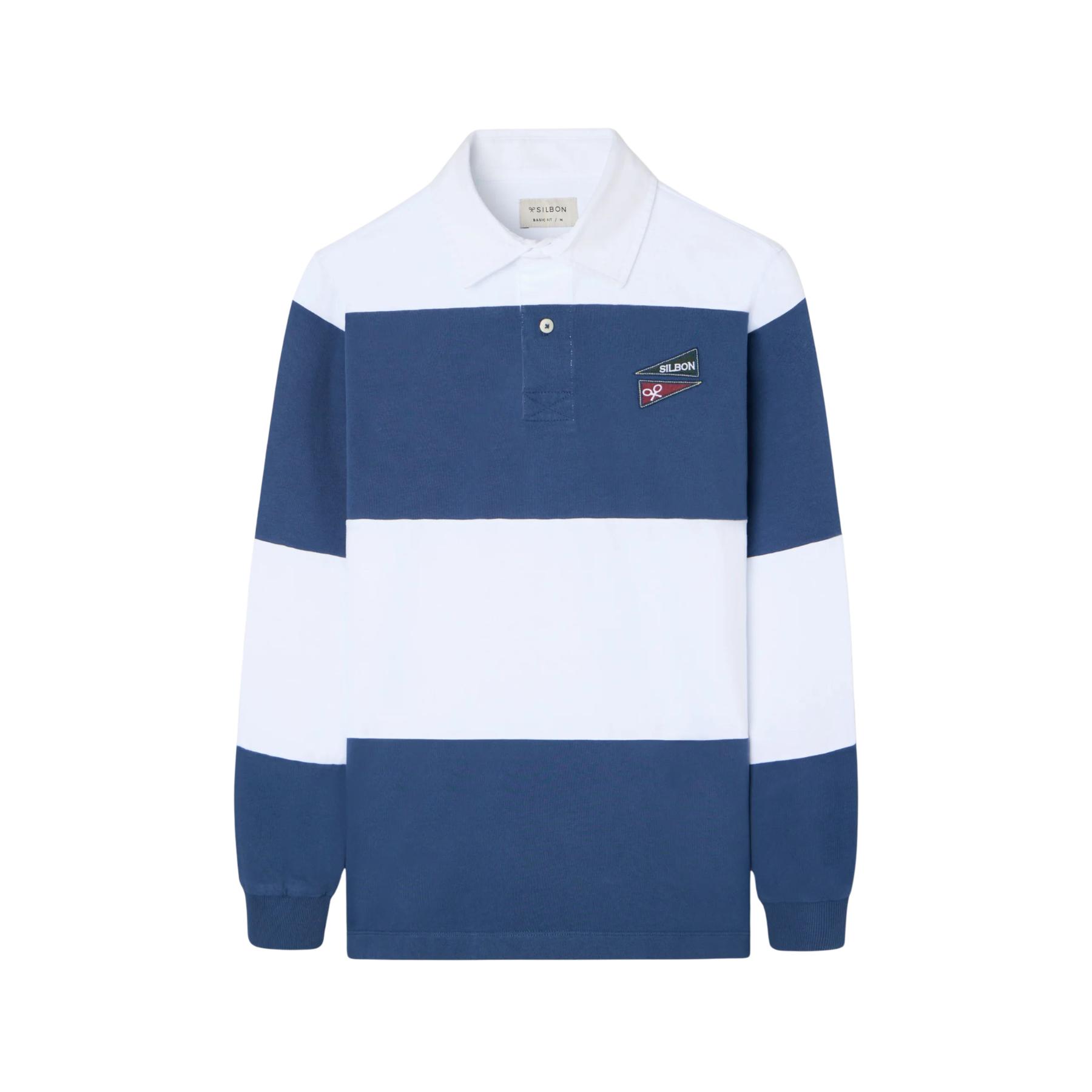 8447340232739 - Gestreiftes Langarm-Rugby-Shirt Silbon