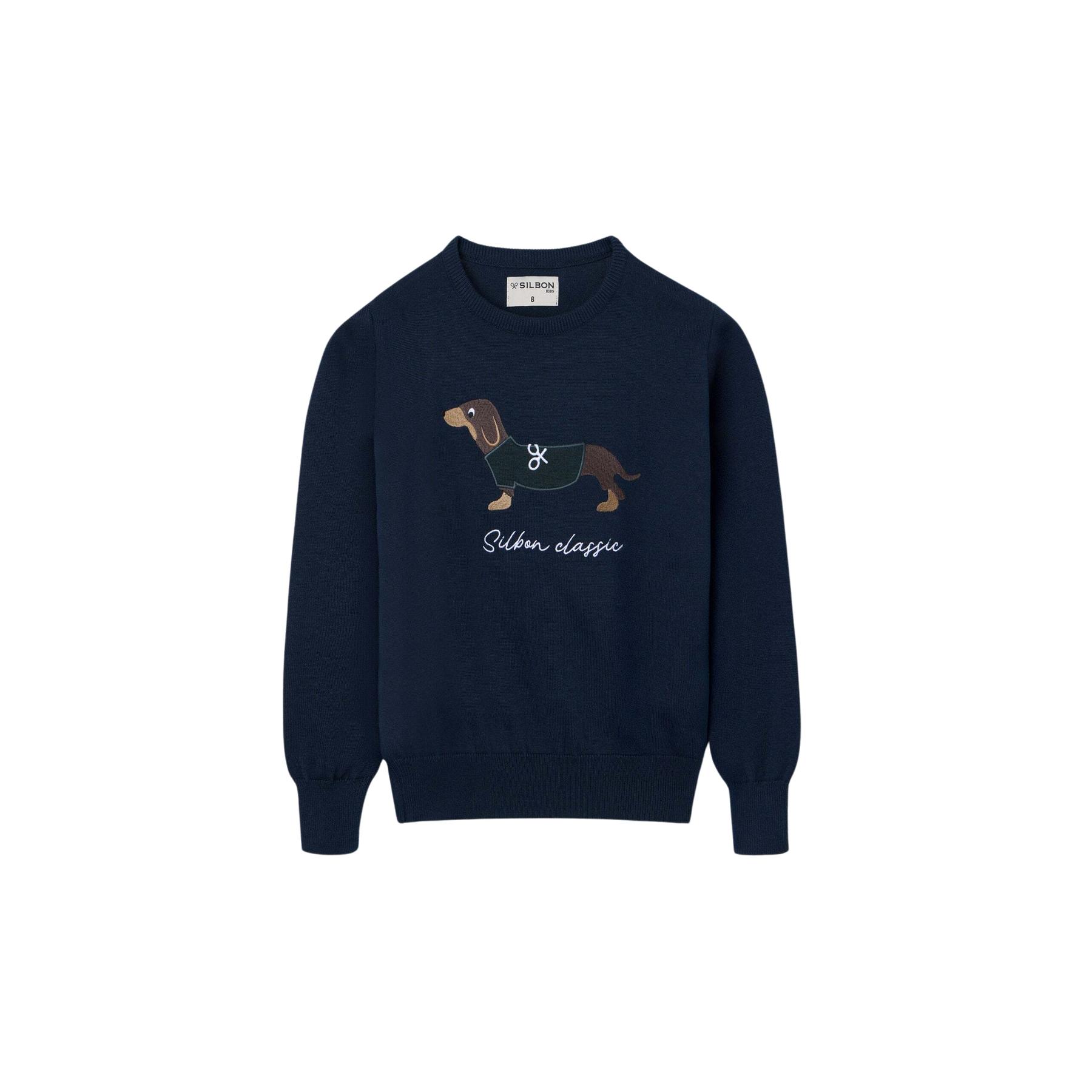 8447340179591 - Kinder Rundhals-Pullover mit Hundemuster Silbon