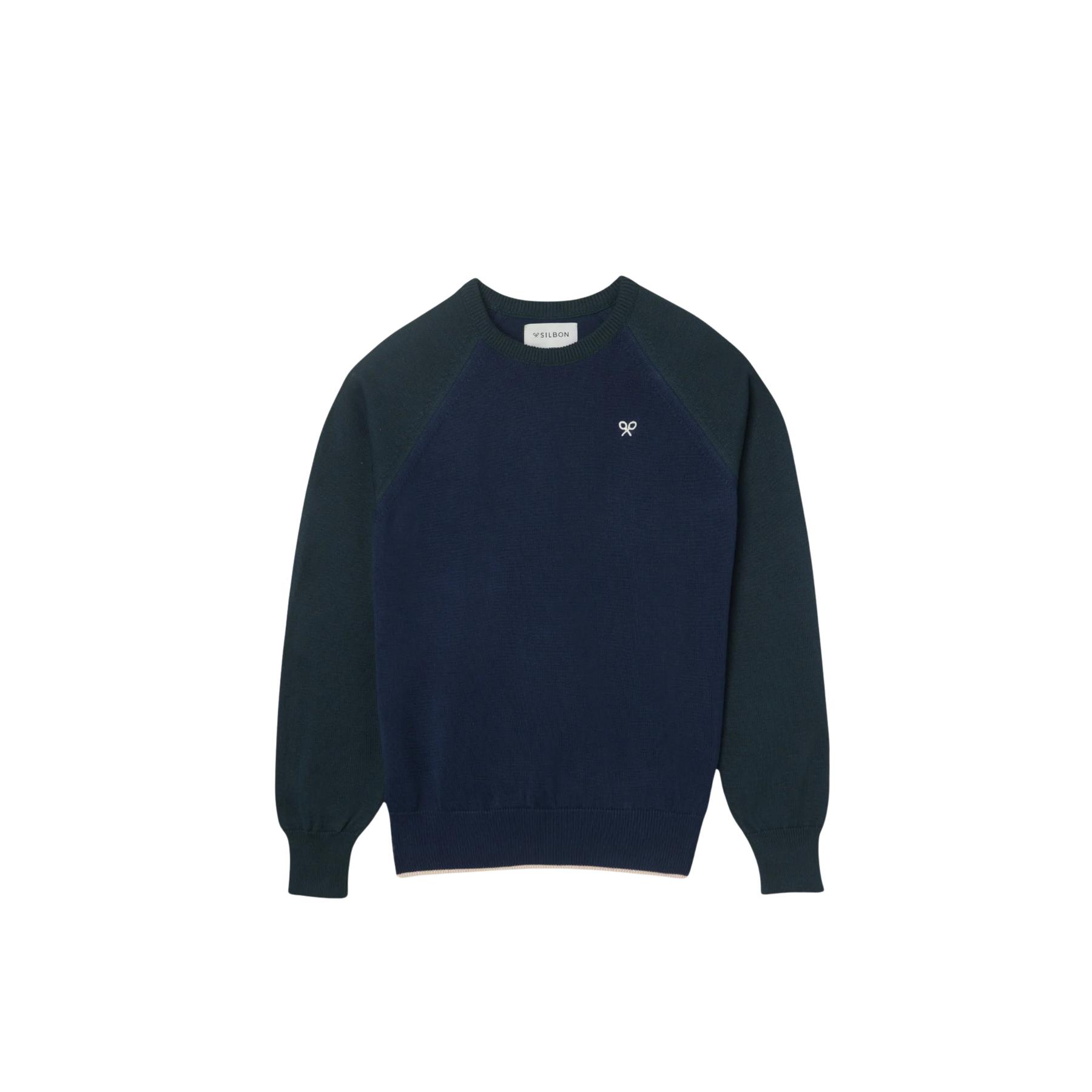 8447340179843 - Kinder Baumwollpullover mit grünen Ärmeln Silbon