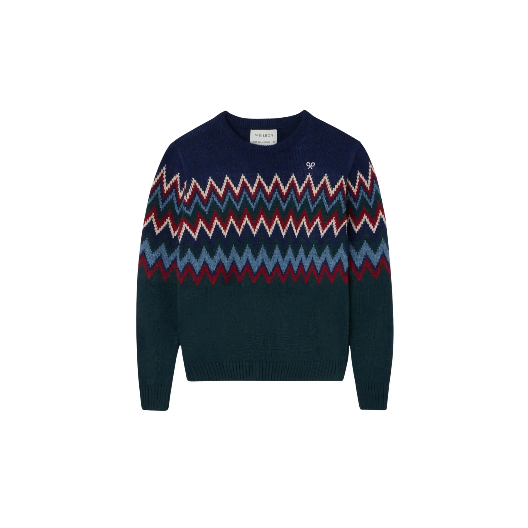 8447340179904 - Jacquardstoff Rundhals Pulli für Kinder Silbon