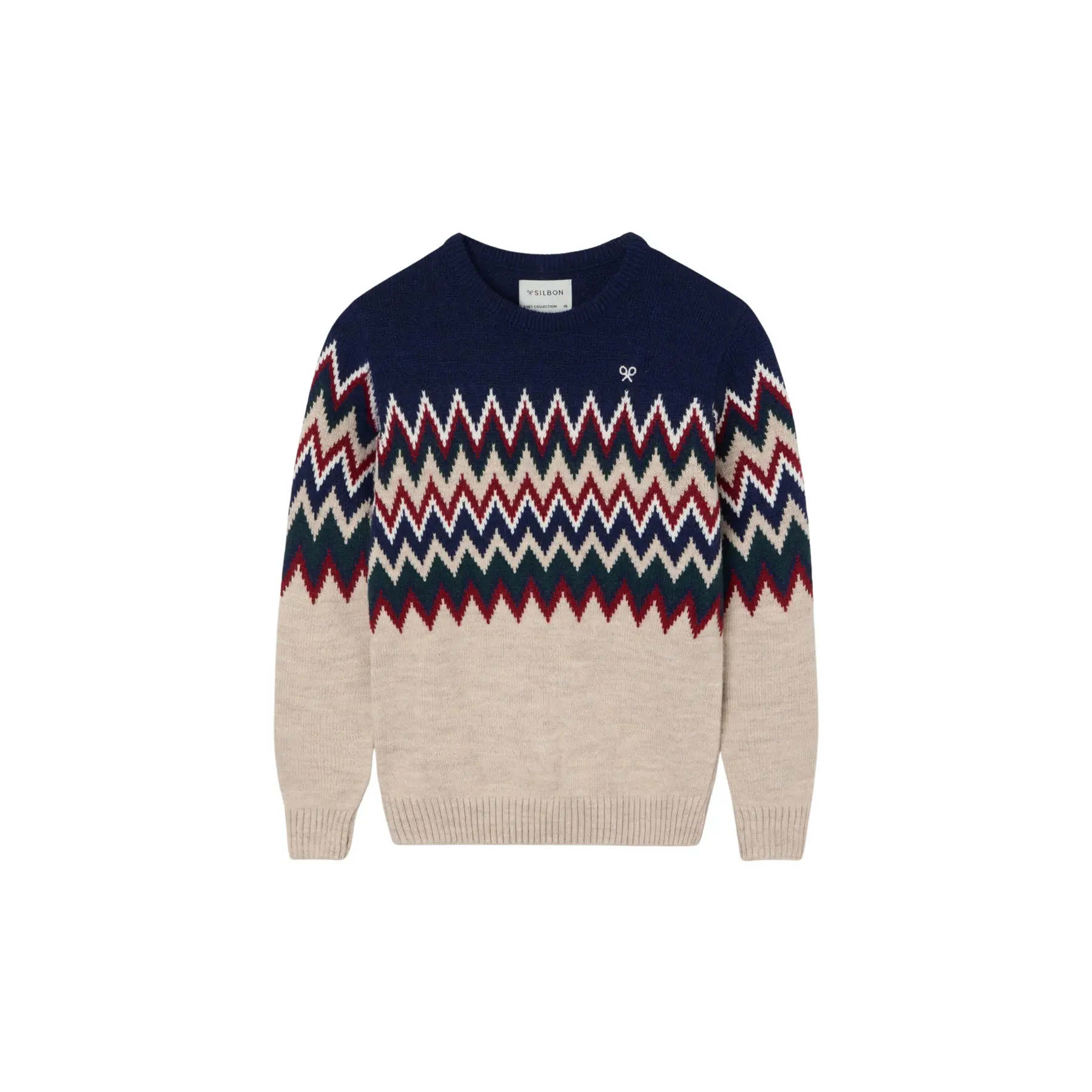 8447340179980 - Jacquardstoff Rundhals Pulli für Kinder Silbon