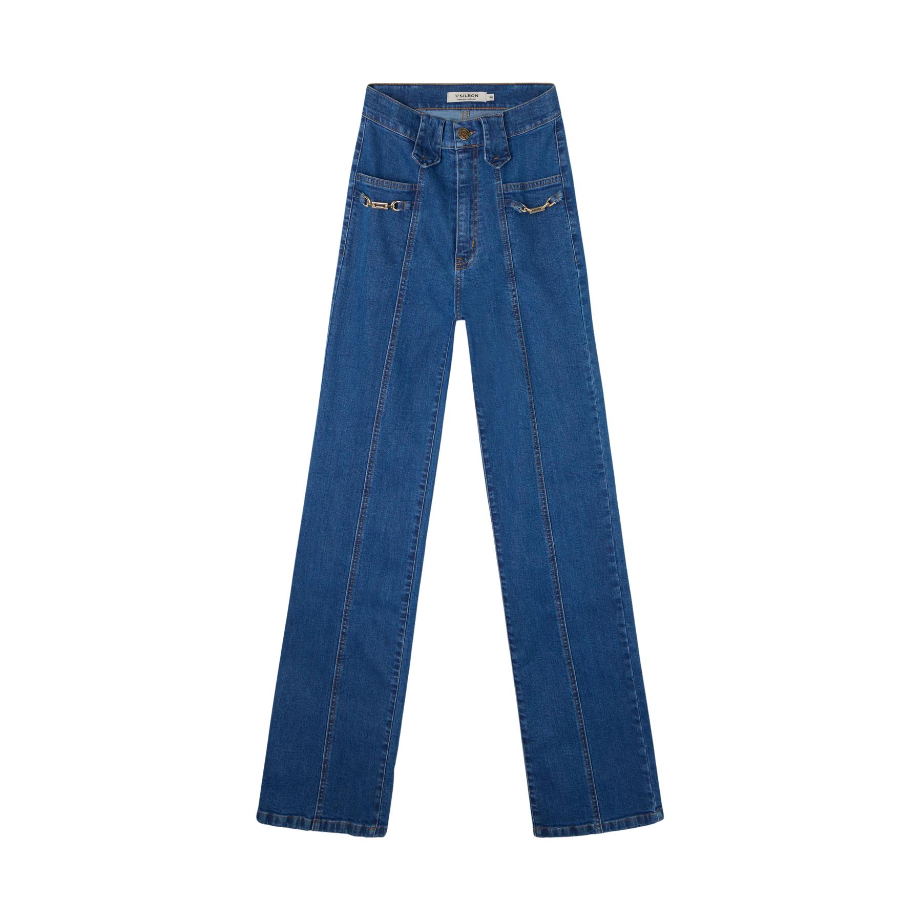 8447340146005 - Gerade Hose mit dekorativem Gürtel für Damen Silbon