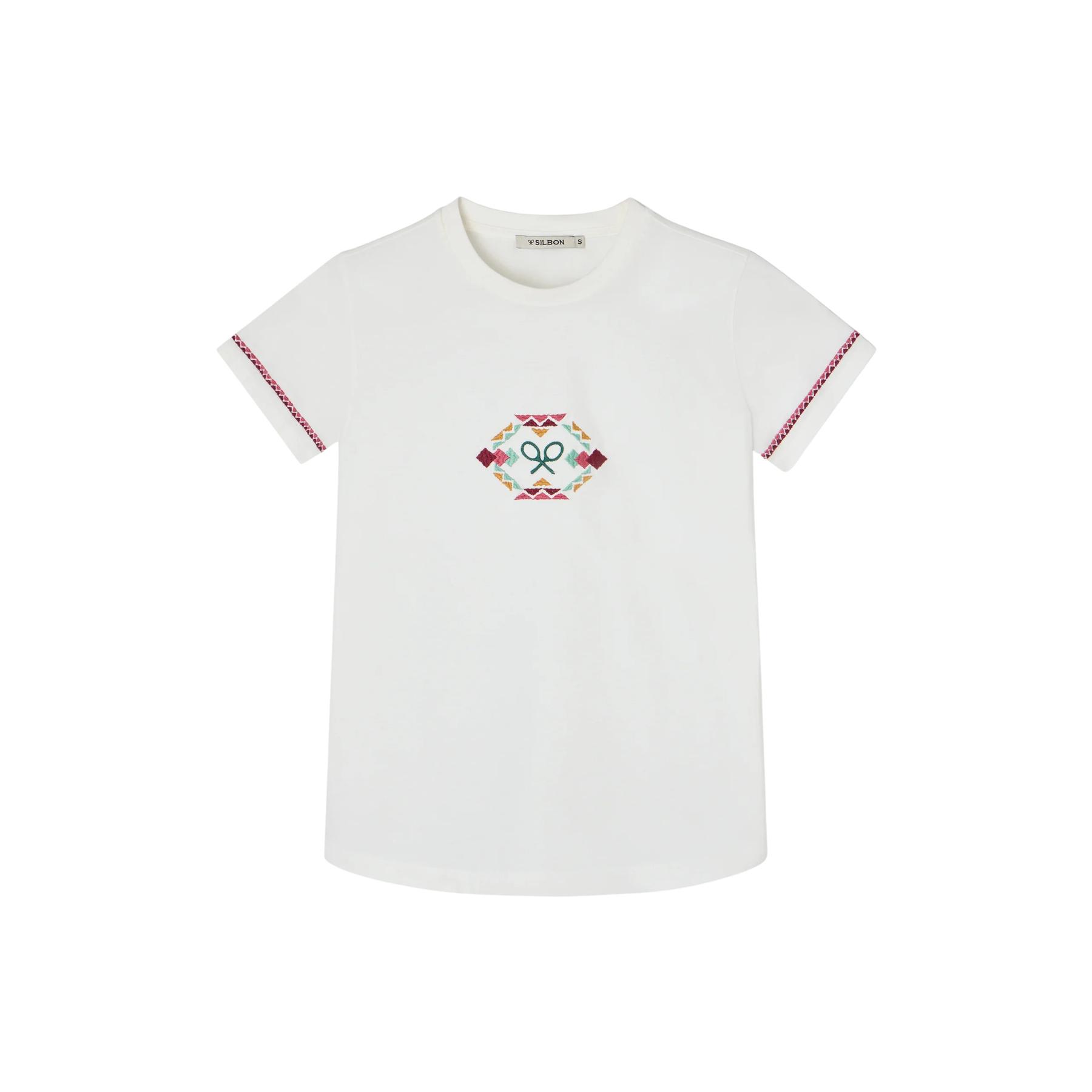 8447340148146 - Bunt gesticktes Damen-T-Shirt im Ethno-Stil Silbon