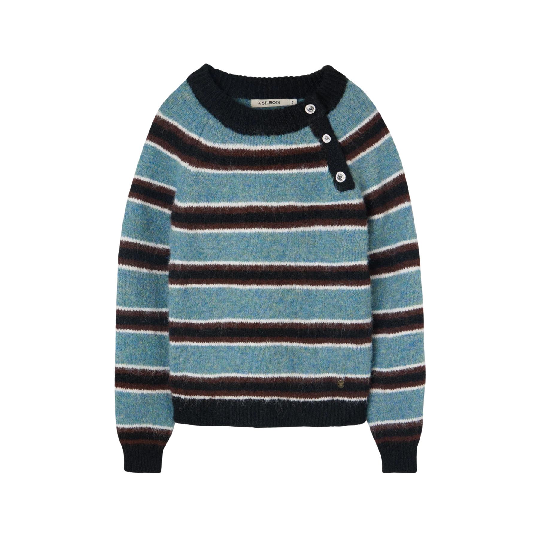 8447340148658 - Damen Pullover mit Rundhalsausschnitt und Knöpfen Silbon